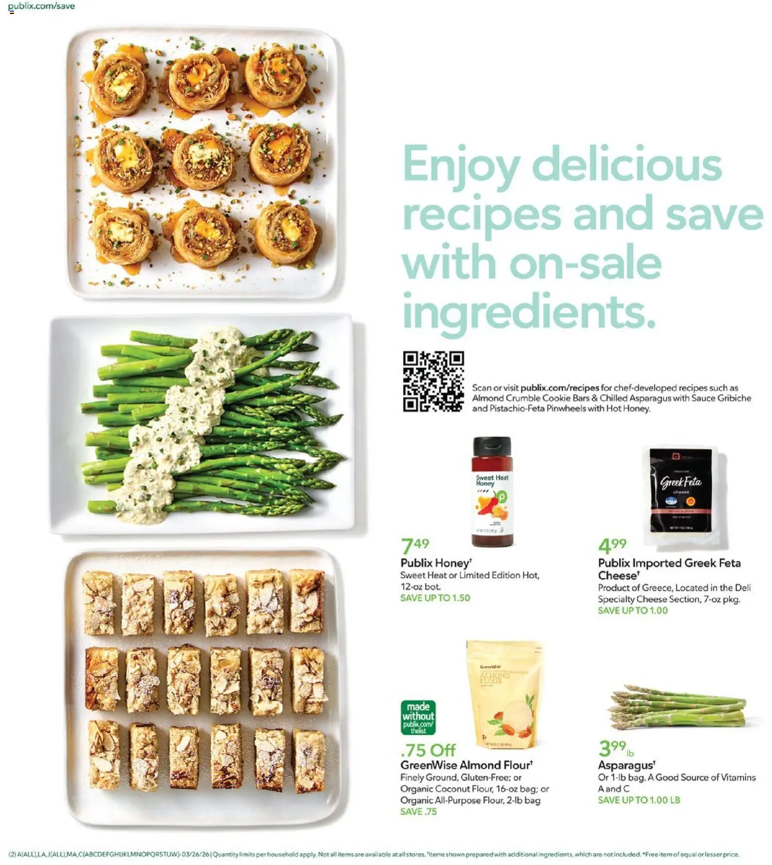 Publix Weekly Ad - valid from 25.03.2026 | Page: 2 | Products: Asparagus, Cheese, Sauce, Bag