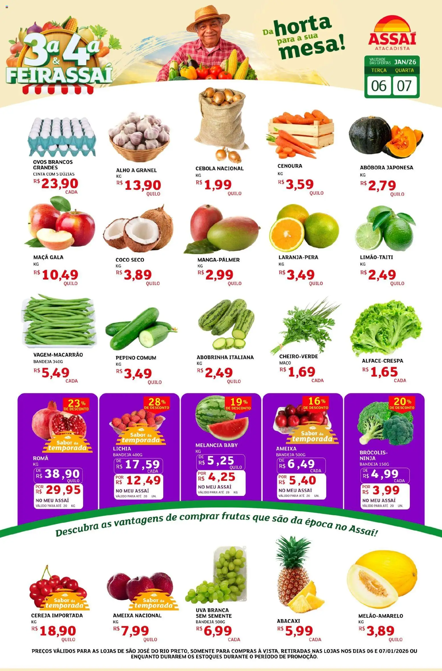 Assaí Atacadista Folheto - válido de 06.01.2026 | Página: 1 | Produtos: Coco, Abacaxi, Cenoura, Brócolis