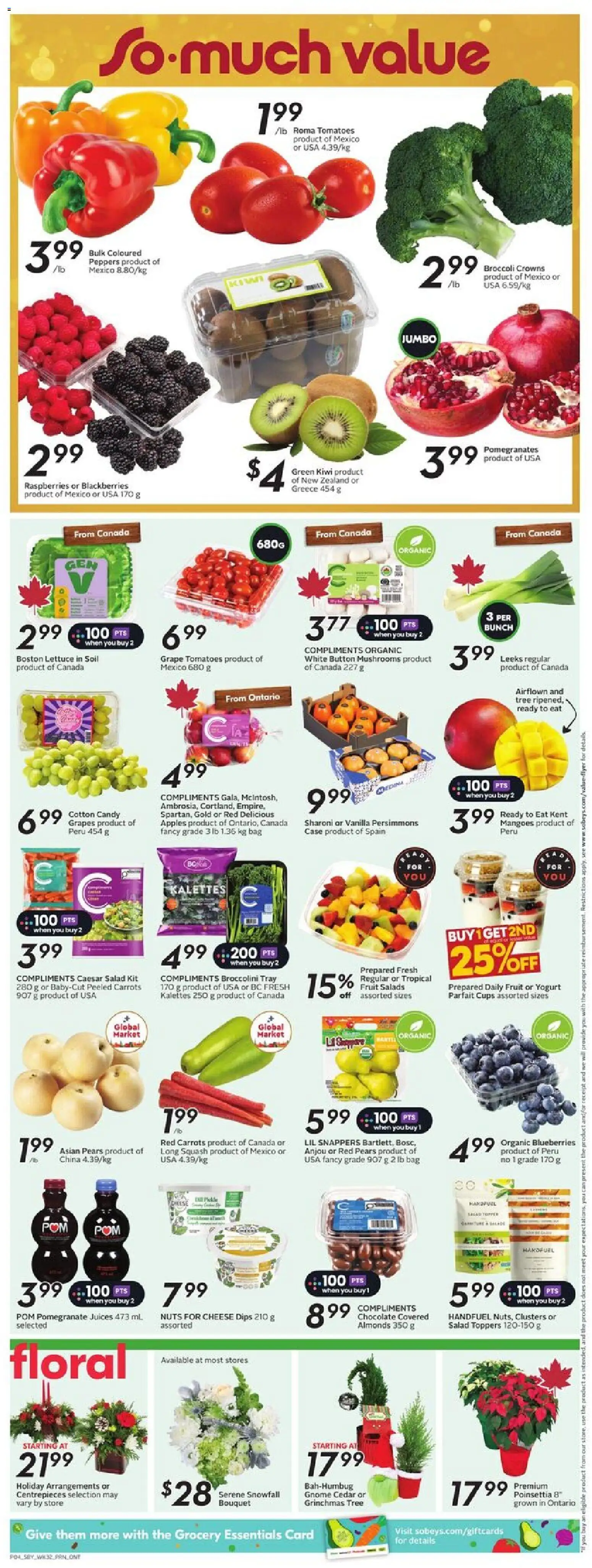 Sobeys flyer valid from 04.12.2025 | Page: 7 | Products: Salad, Bag, Apples, Tomatoes