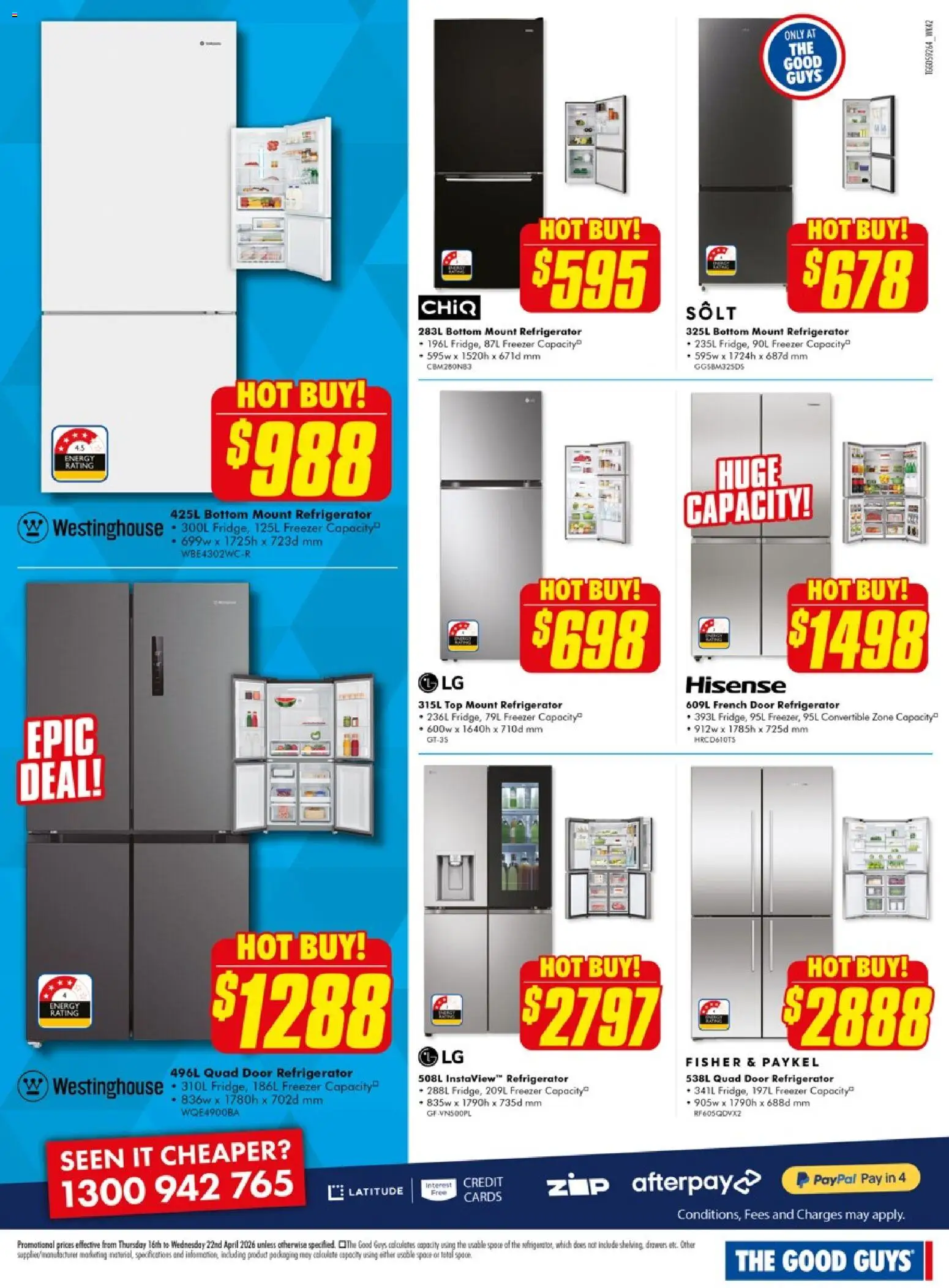 The Good Guys catalogue - valid from 15.04.2026 | Page: 10 | Products: Door, Freezer, Refrigerator