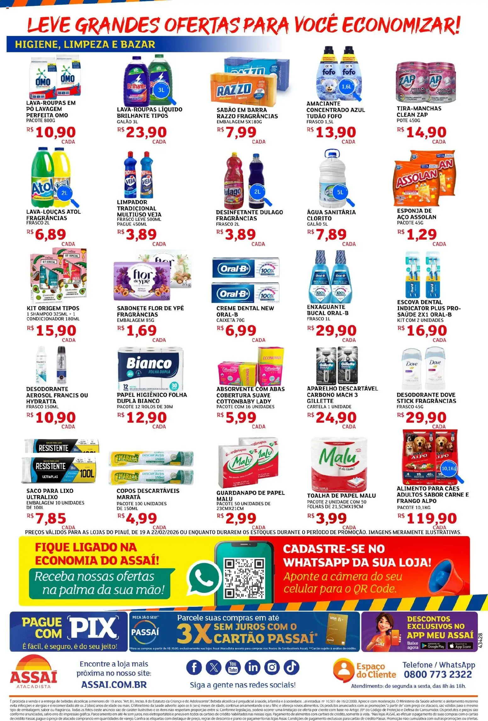 Assaí Atacadista Folheto - válido de 21.02.2026 | Página: 4 | Produtos: Sabão em barra, Esponja, Desodorante, Papel higiênico