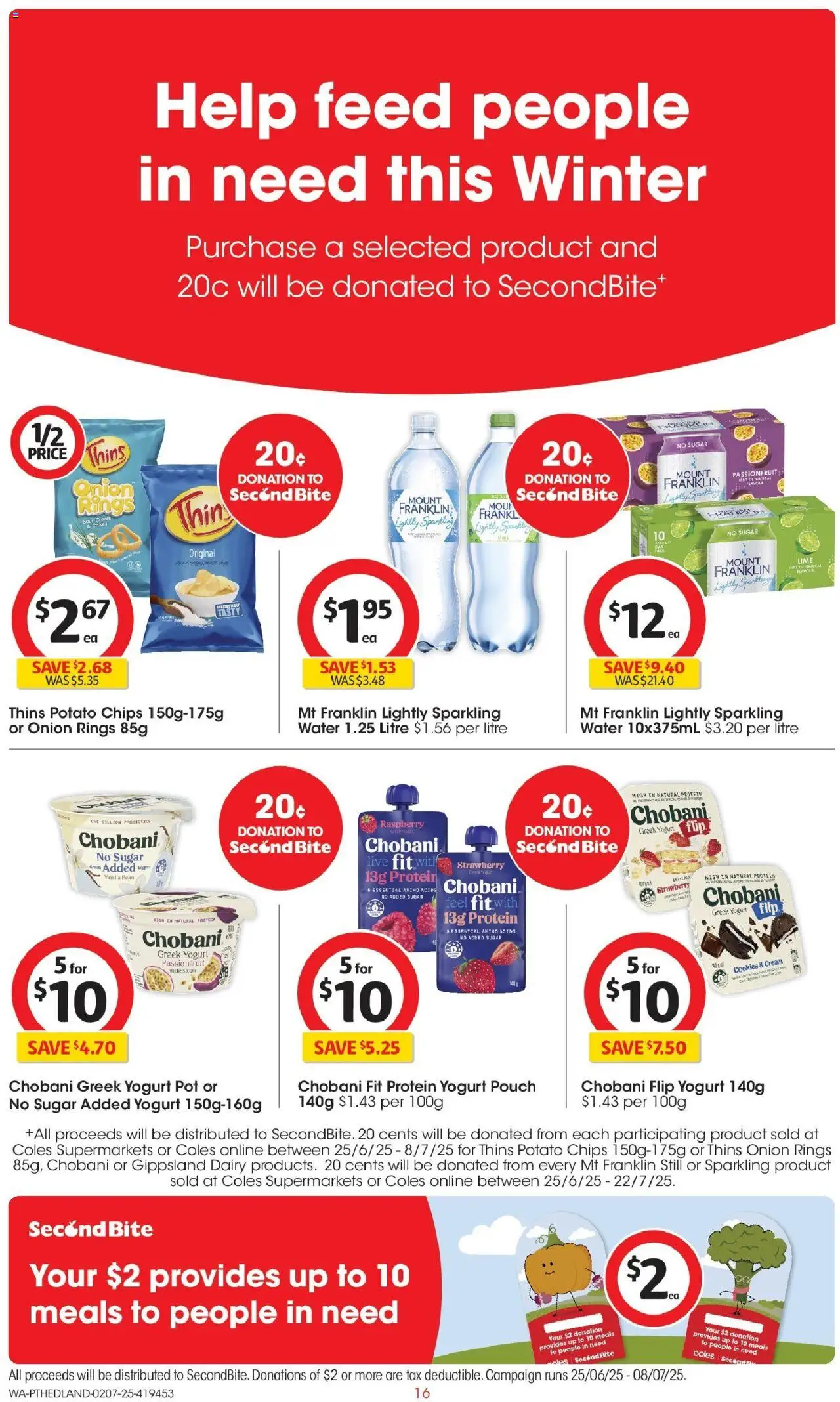 Coles catalogue - valid from 02.07.2025 | Page: 16 | Products: Dairy, Chips, Raspberry, Hat