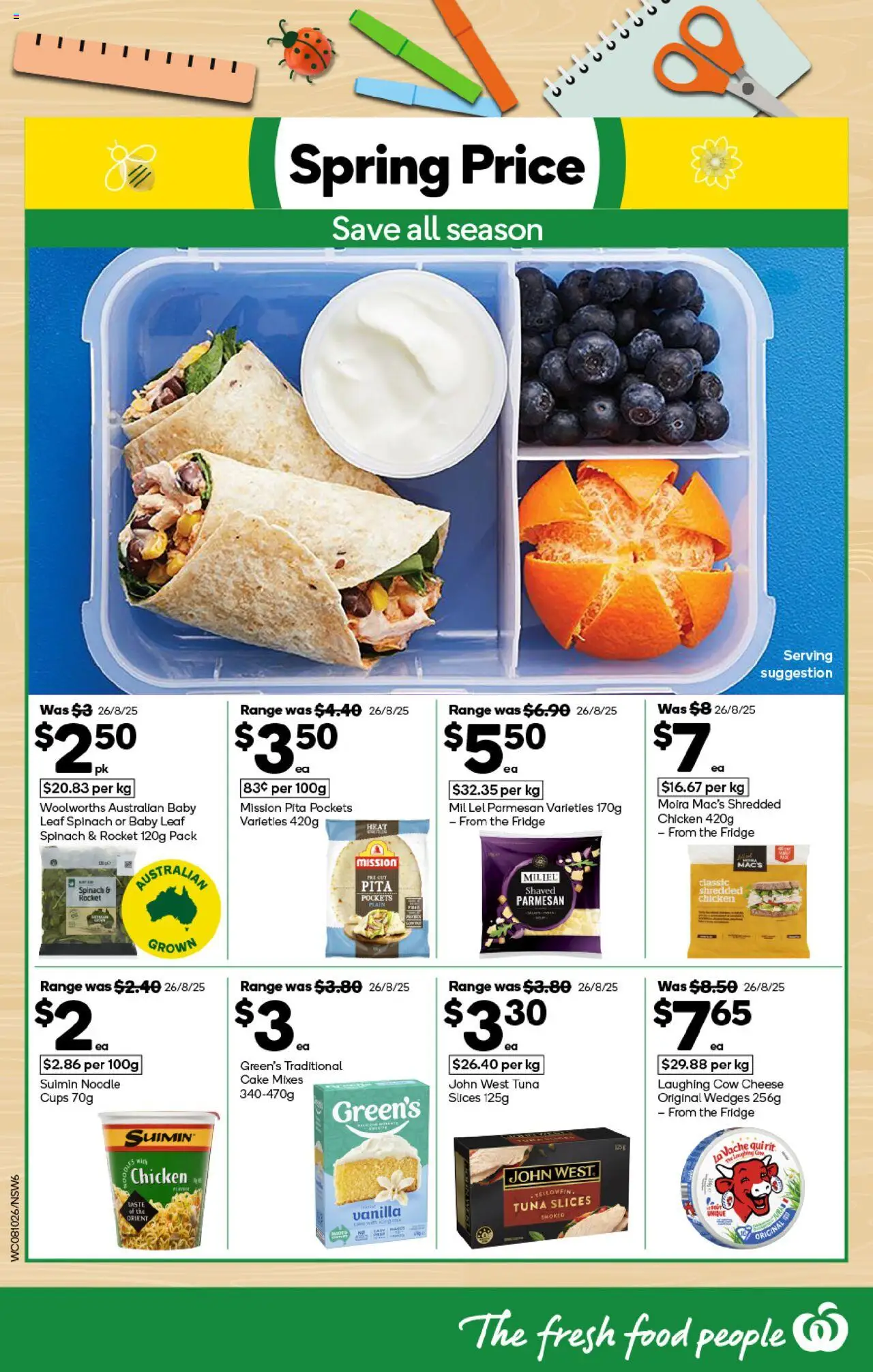 Woolworths catalogue - valid from 08.10.2025 | Page: 6 | Products: Cheese, Rocket, Spinach, Tuna