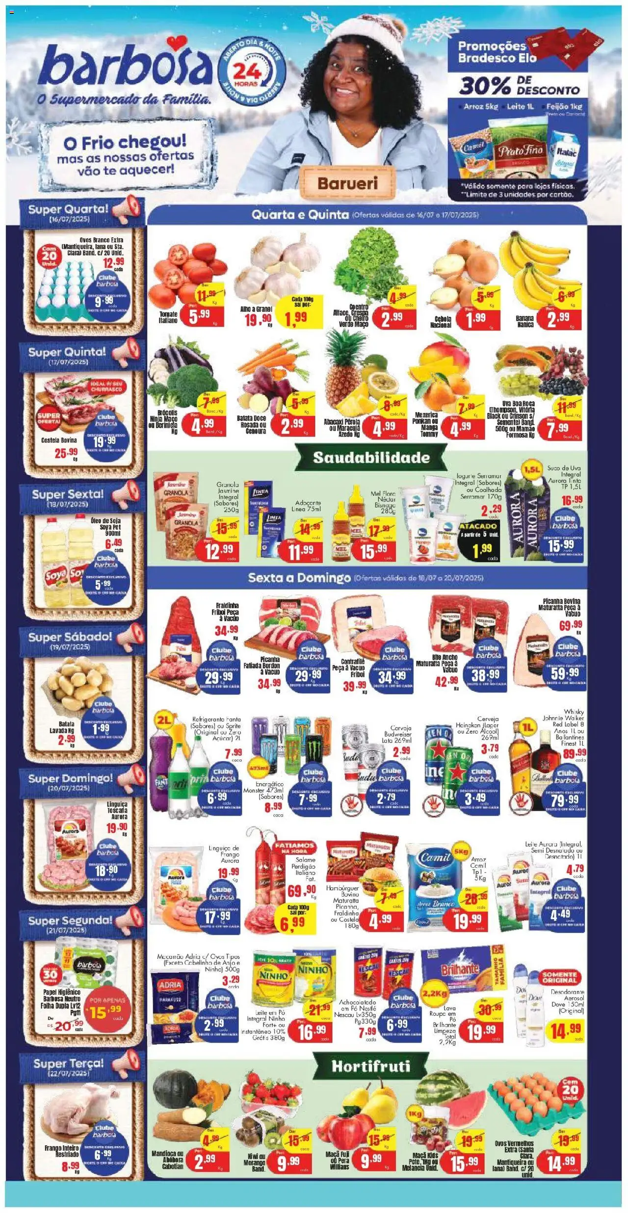 Barbosa Supermercados Folheto - válido de 16.07.2025 | Página: 1 | Produtos: Feijão, Heineken, Monster, Sal