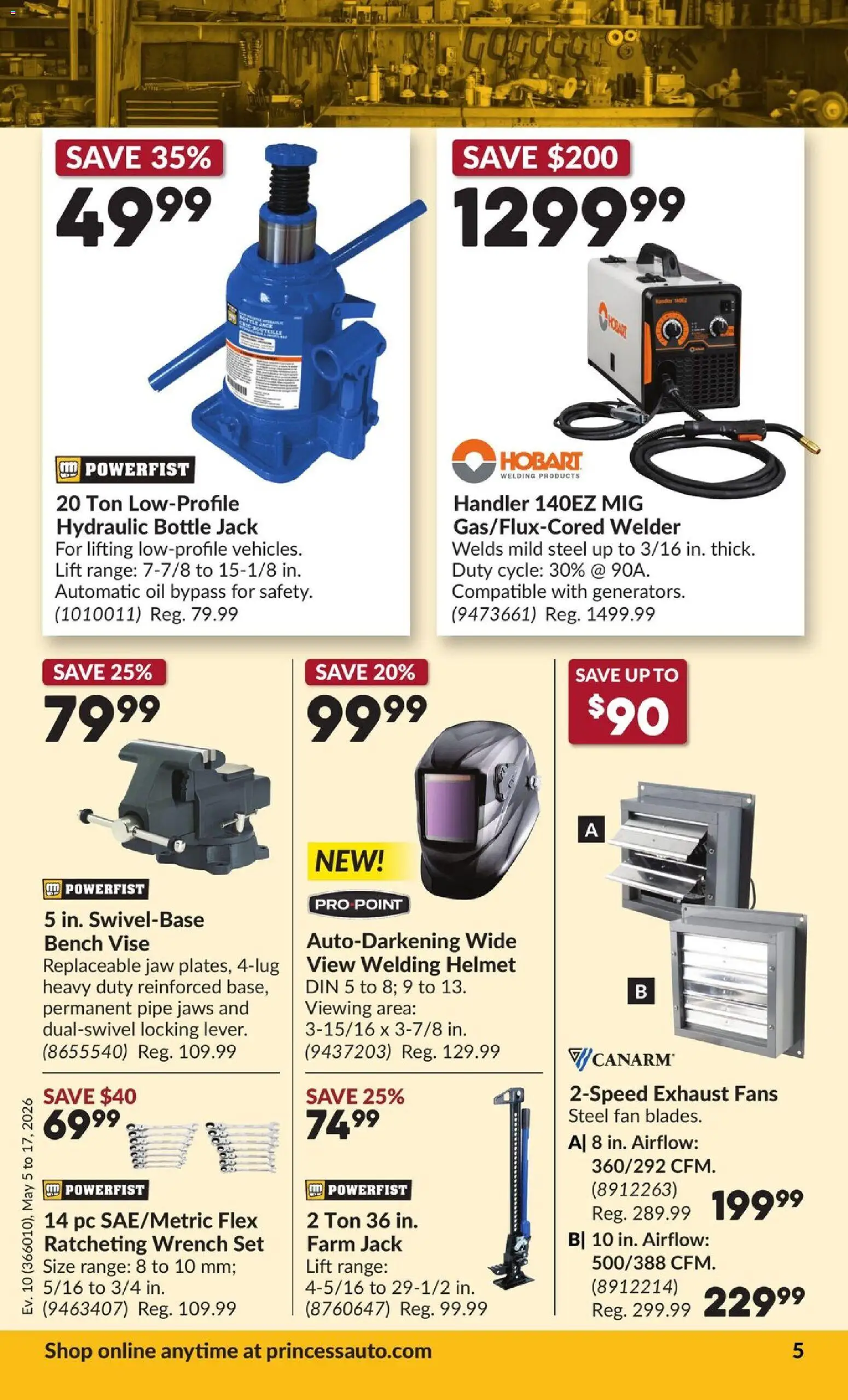 Princess Auto flyer valid from 05.05.2026 | Page: 10 | Products: PC, Fan, Oil