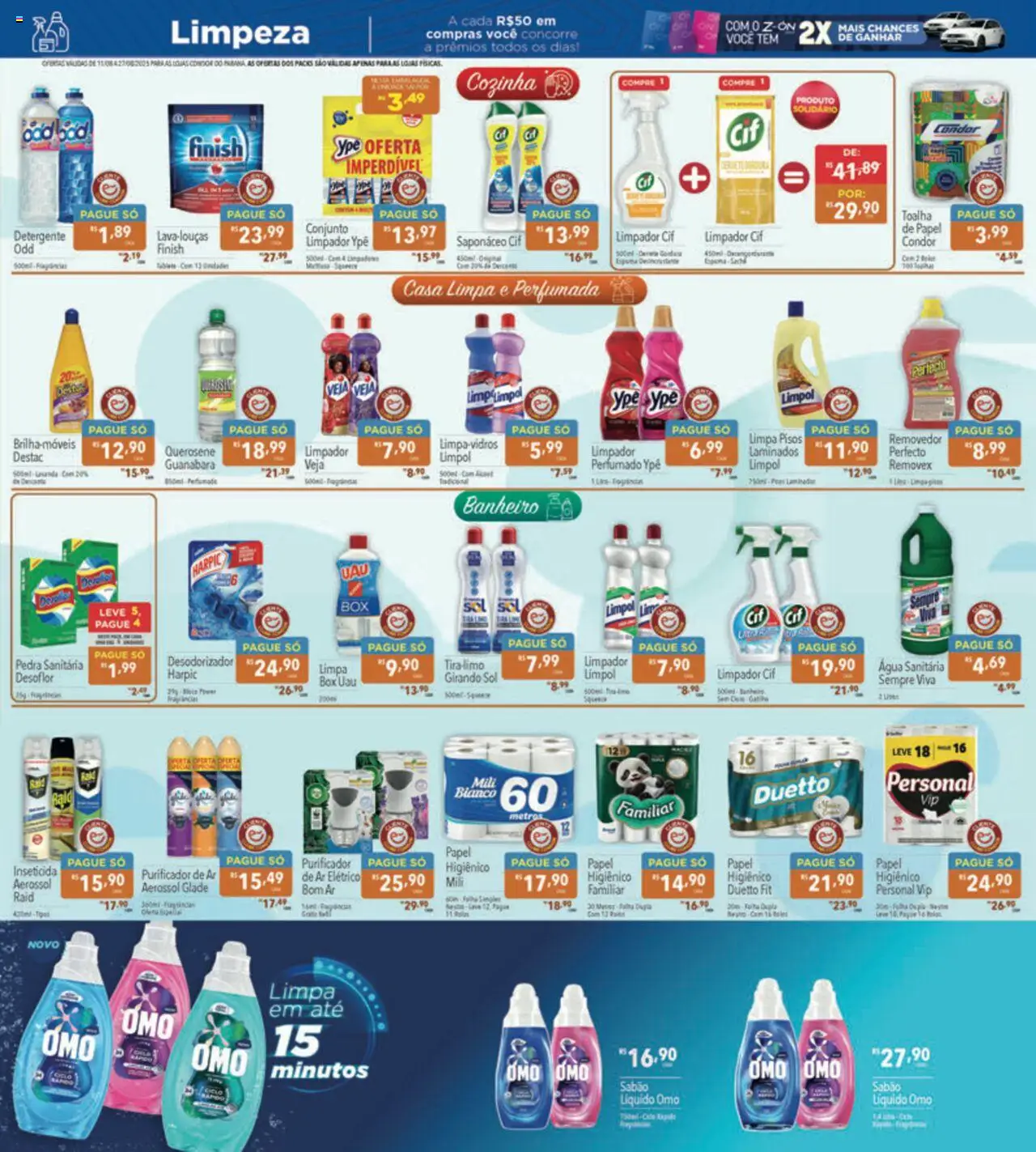 Supermercados Condor Folheto - válido de 11.08.2025 | Página: 23 | Produtos: Pedra sanitária, Detergente, Girando sol, Inseticida