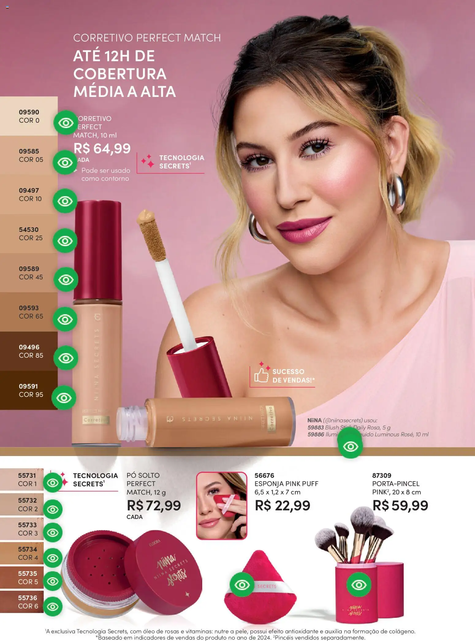 Eudora Folheto - válido de 19.02.2026 | Página: 64 | Produtos: Corretivo, Pó, Blush, Óleo