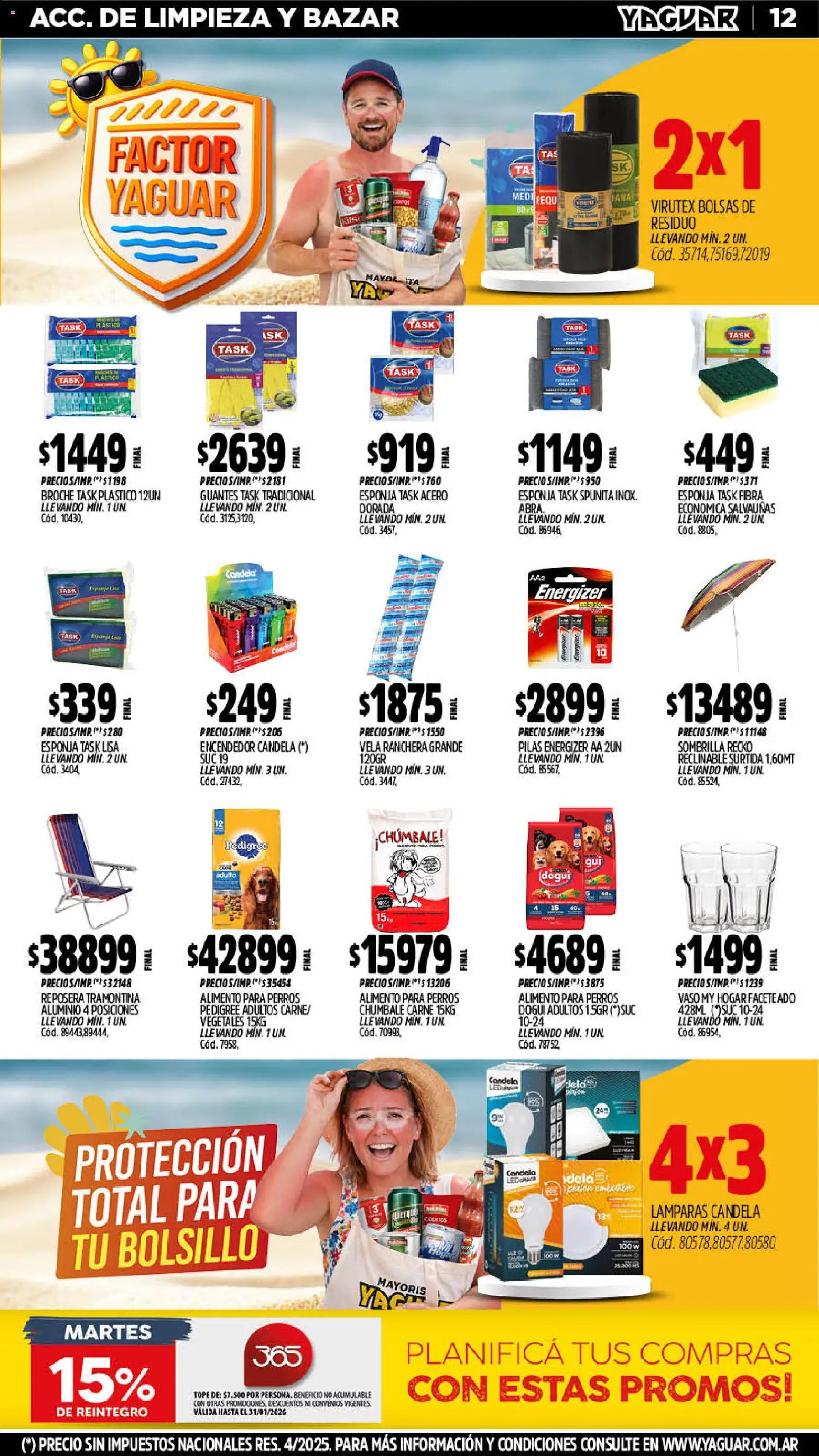 Yaguar - Oferta Semanal Trelew │ válido desde el 19.01.2026 | Página: 12 | Productos: Vela, Encendedor, Pilas, Sombrilla