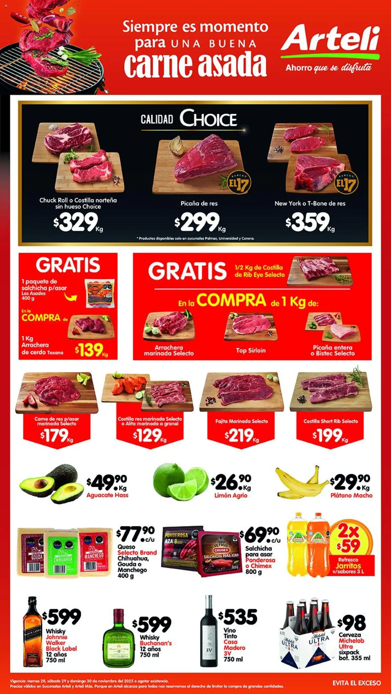 Nuevas ofertas de Arteli válidas en toda la República Mexicana desde el 28.11.2025. ¡Encuentra las mejores ofertas en Arteli folleto Carnes & Cortes! | Página: 1 | Productos: Limón, Cerveza, Cerdo, Top