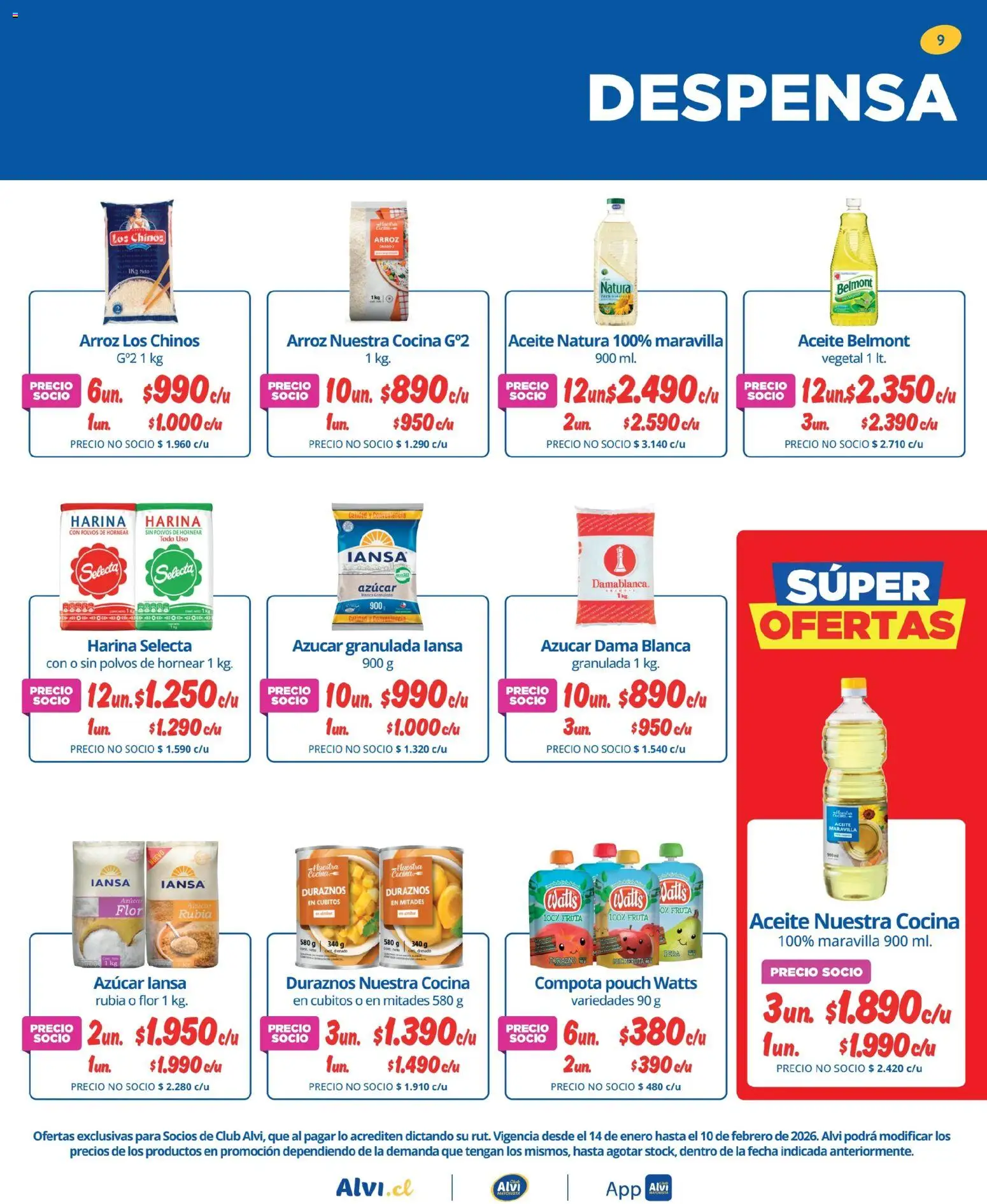 Alvi catálogo │ válido desde el 14.01.2026 | Página: 9 | Productos: Cocina, Harina, Azucar, Aceite