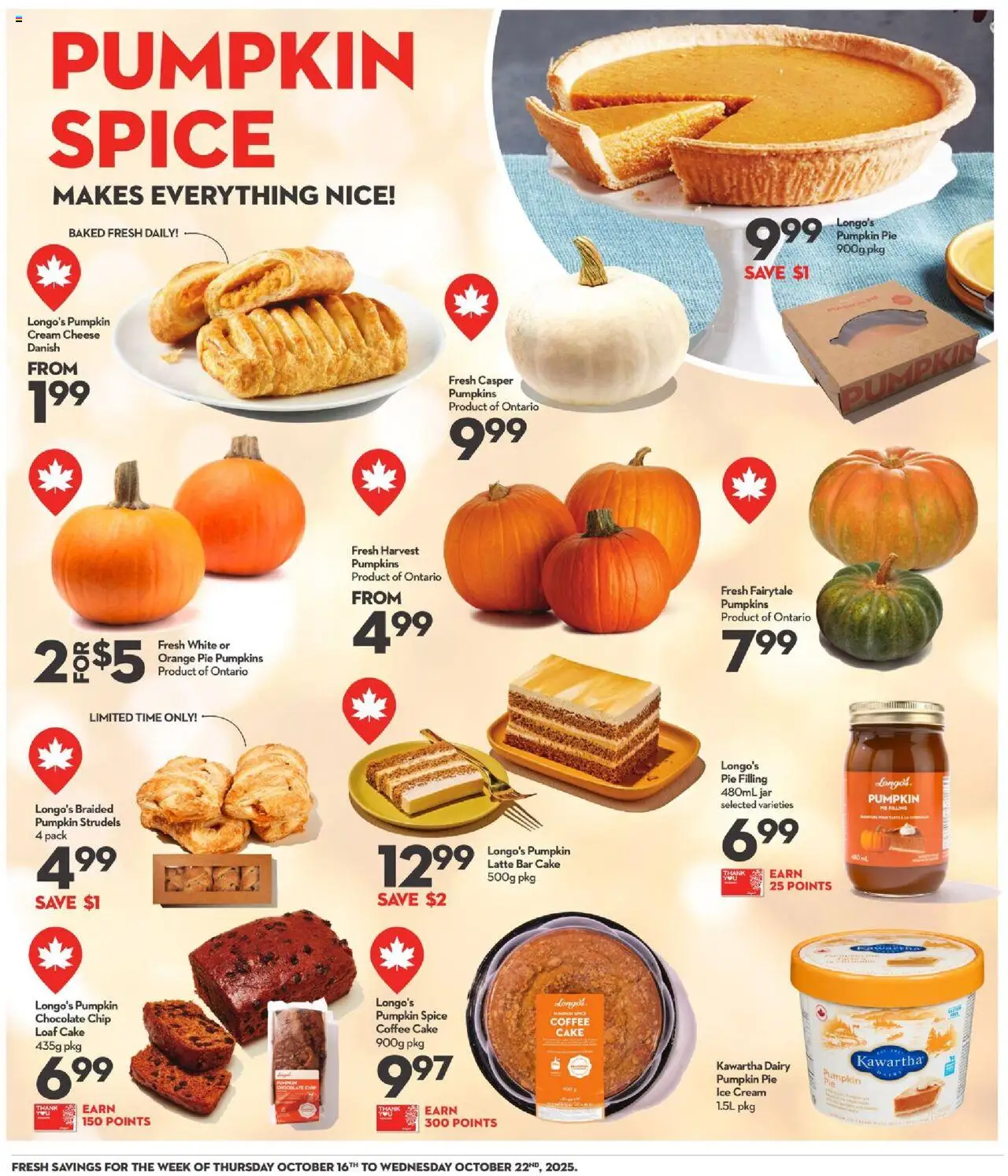 Longo's flyer valid from 16.10.2025 | Page: 7 | Products: Ice cream, Cheese, Chocolate, Pumpkin