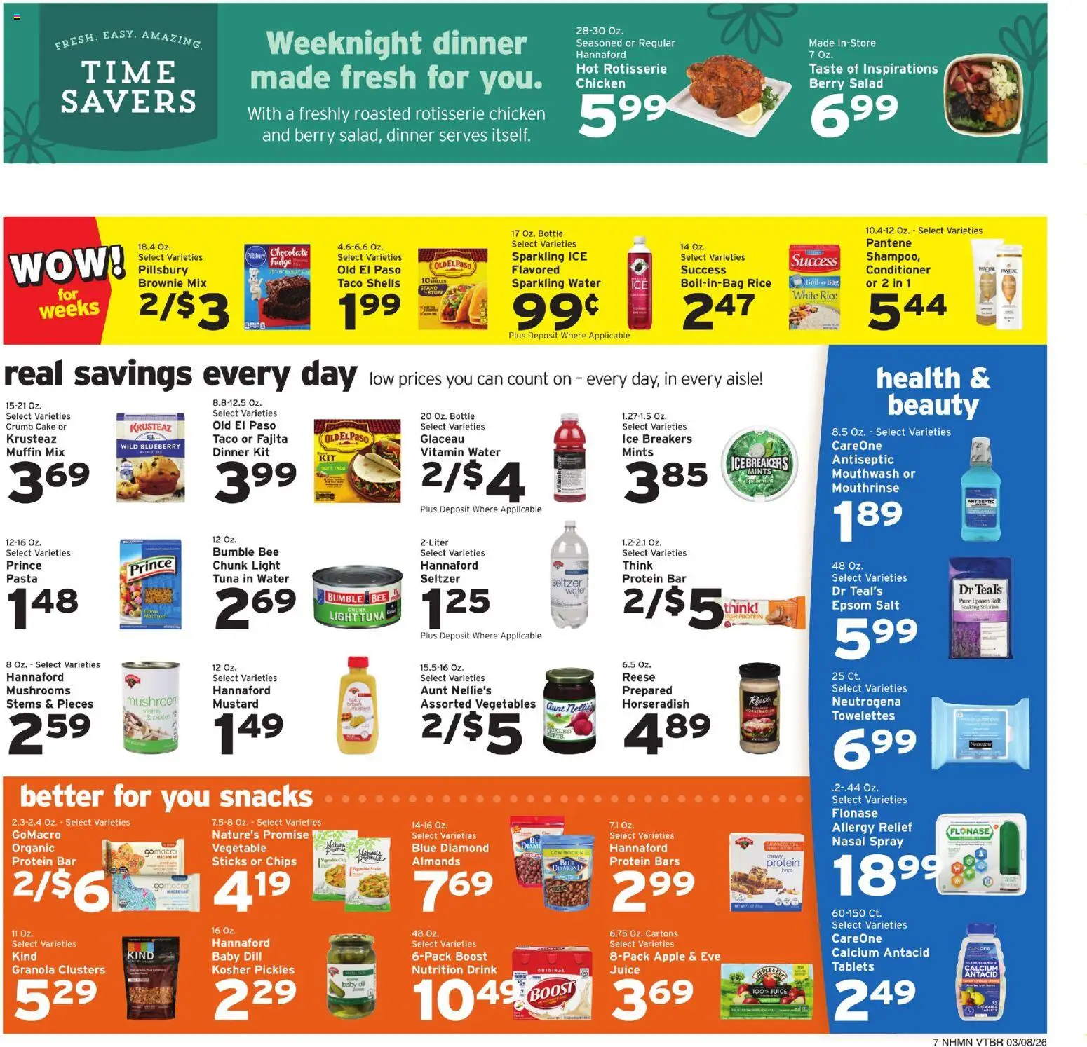Hannaford Weekly Ad - valid from 08.03.2026 | Page: 9 | Products: Pasta, Chips, Salad, Salt