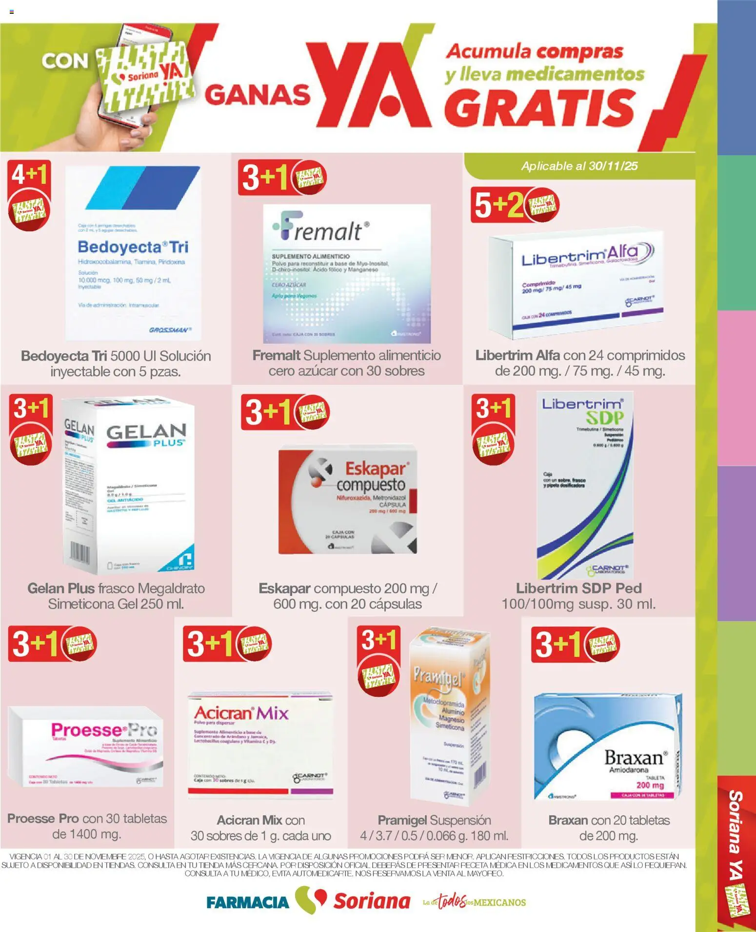 Nuevas ofertas de Soriana válidas en toda la República Mexicana desde el 01.11.2025. ¡Encuentra las mejores ofertas en Soriana - Folleto Farmacia Soriana Noviembre Súper Nacional! | Página: 20 | Productos: Azúcar, Frasco, Caja, Tableta