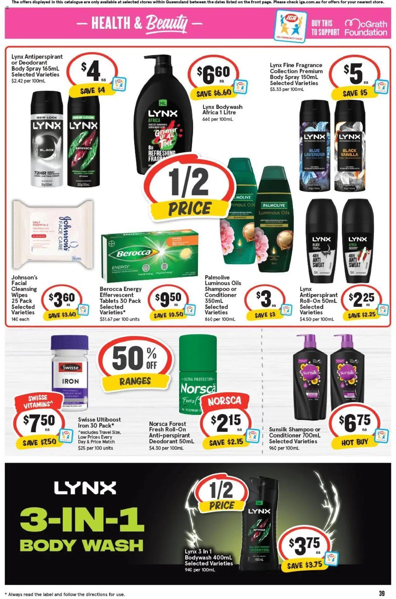 IGA catalogue - valid from 17.09.2025 | Page: 38 | Products: Shampoo, Conditioner, Antiperspirant, Foundation
