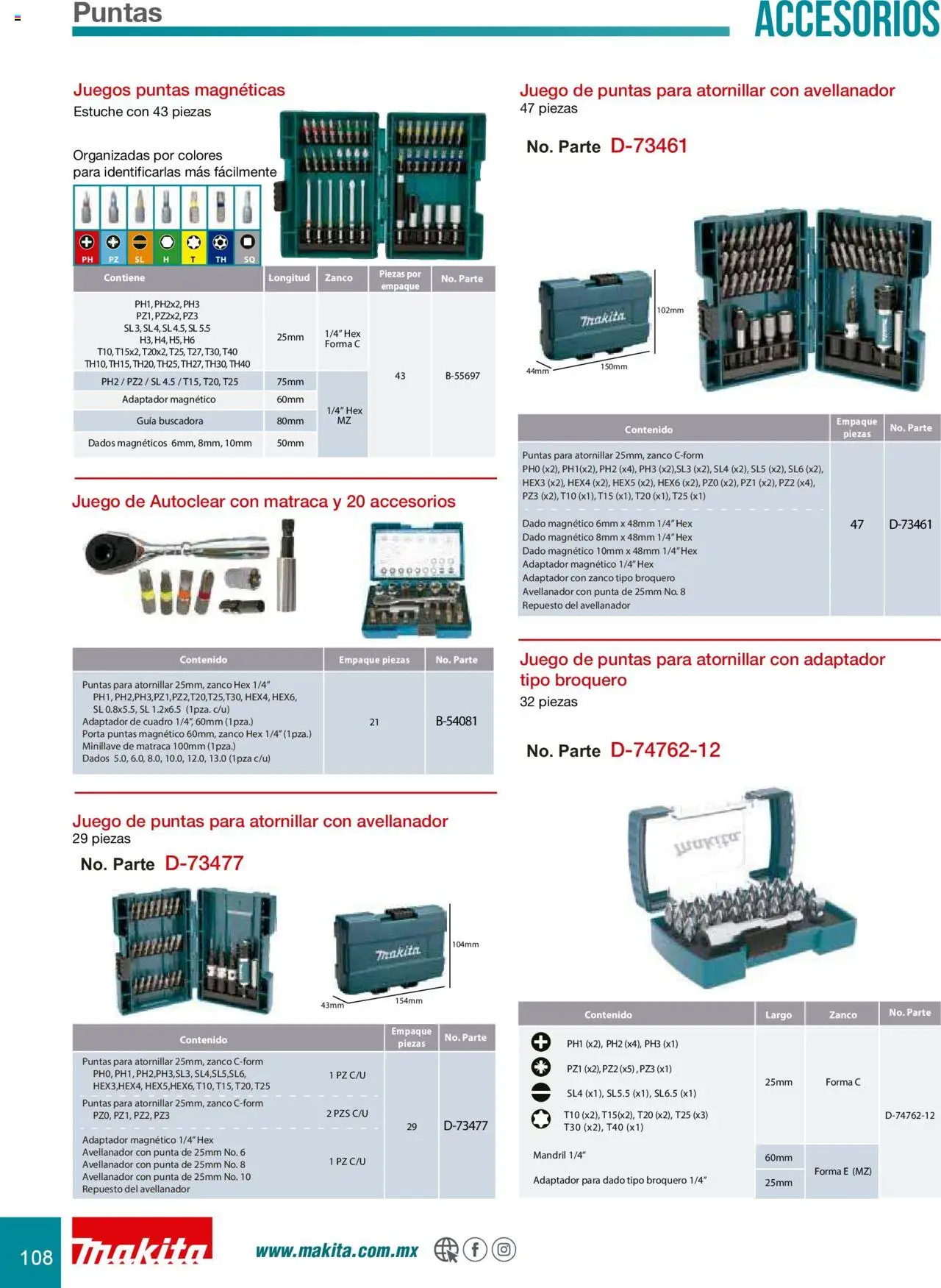 Nuevas ofertas de Makita válidas en toda la República Mexicana desde el 08.07.2024. ¡Encuentra las mejores ofertas en Makita catálogo Accesorios! | Página: 108 | Productos: Cuadro, Estuche, Juego, Adaptador