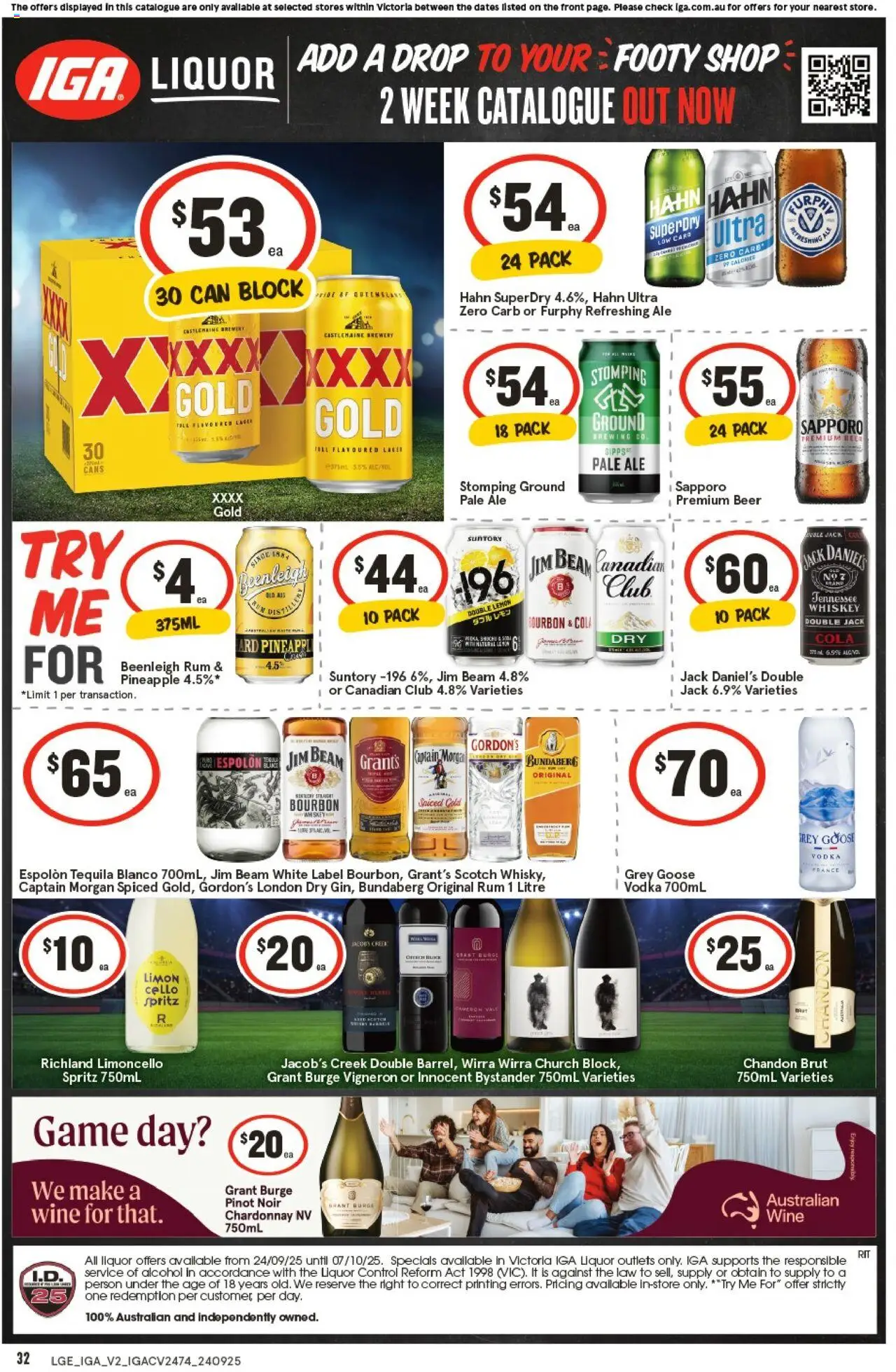IGA catalogue - valid from 24.09.2025 | Page: 5 | Products: Beer, Whiskey, Lemon, Scotch