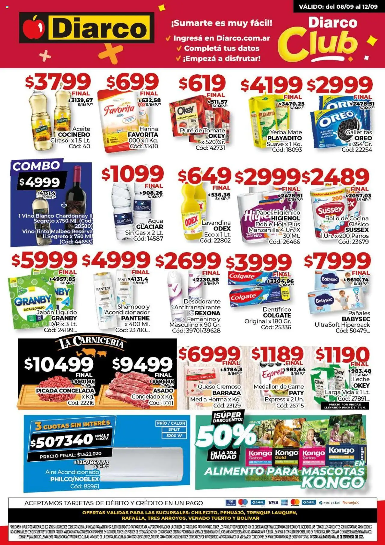 Diarco - Ofertas Pueblo Interior │ válido desde el 08.09.2025 | Página: 1 | Productos: Galletitas, Harina, Desodorante, Agua