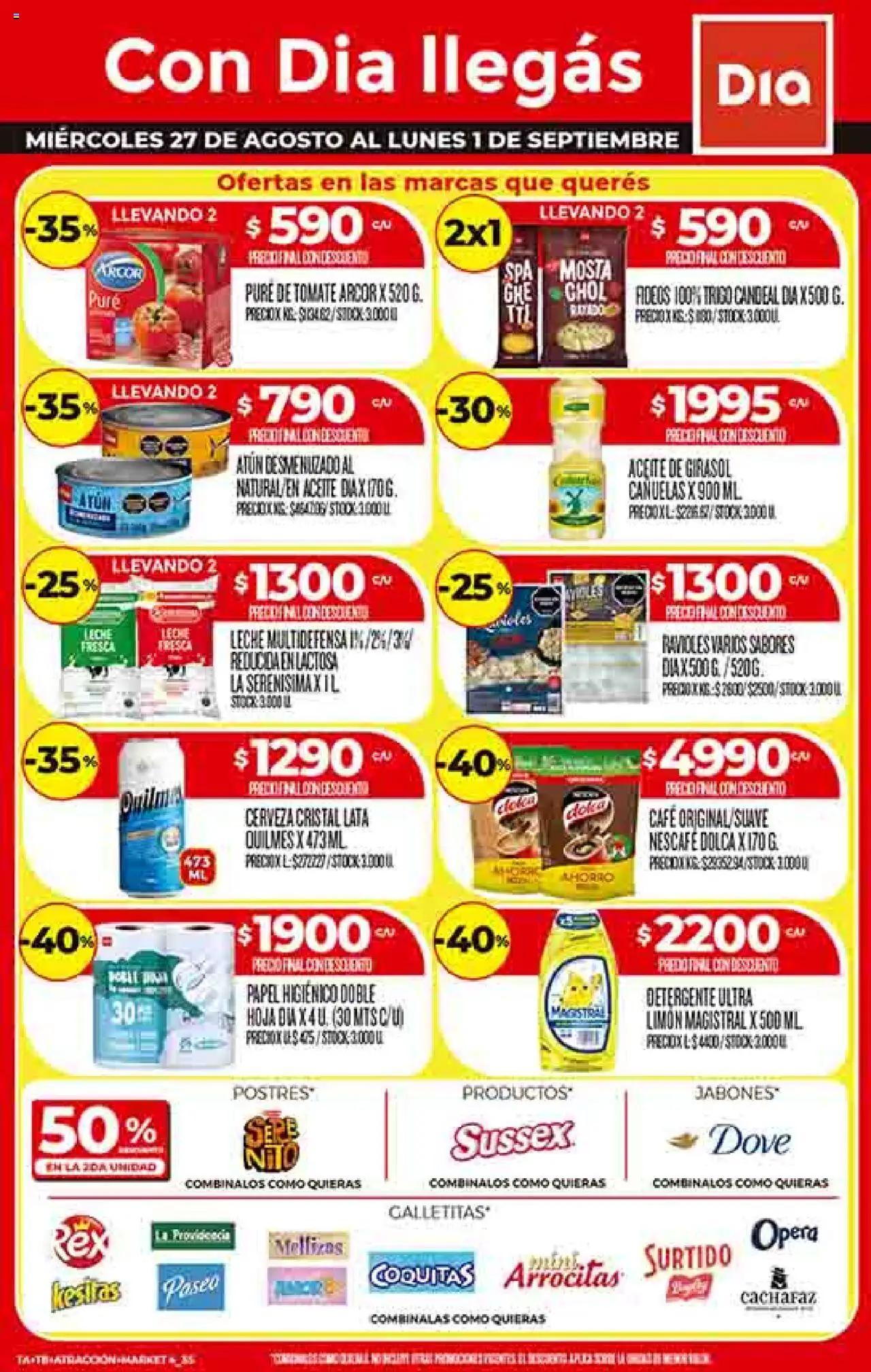 Supermercado DIA Ofertas │ válido desde el 27.08.2025 | Página: 1 | Productos: Aceite, Tomate, Leche, Cerveza