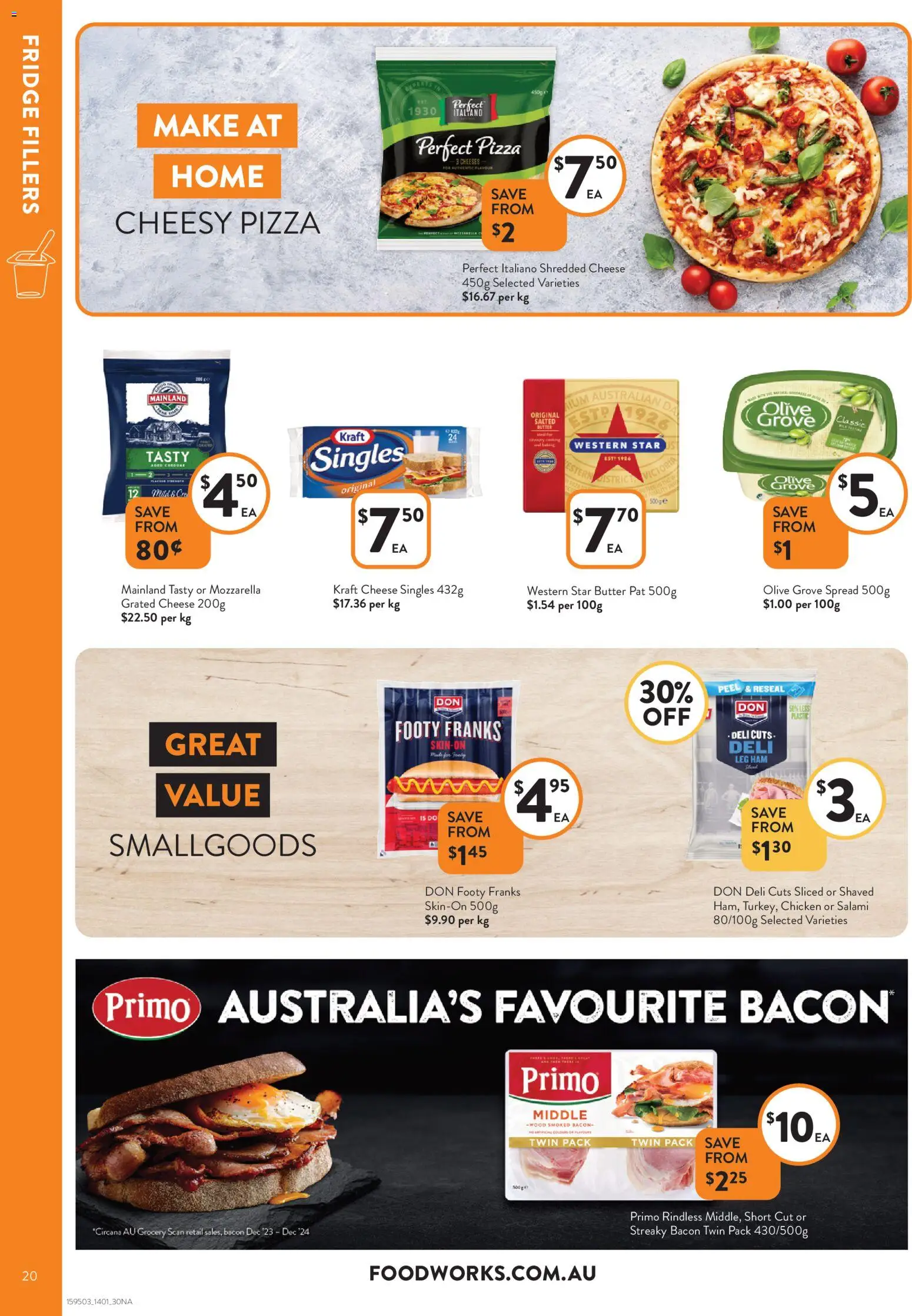 Foodworks catalogue - valid from 13.01.2026 | Page: 20 | Products: Butter, Ham, Pizza, Chicken