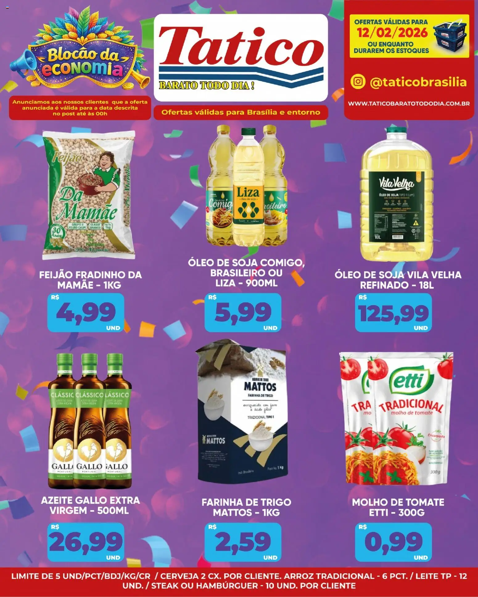 Tatico Folheto - válido de 12.02.2026 | Página: 3 | Produtos: Farinha de trigo, Óleo, Cerveja, Azeite