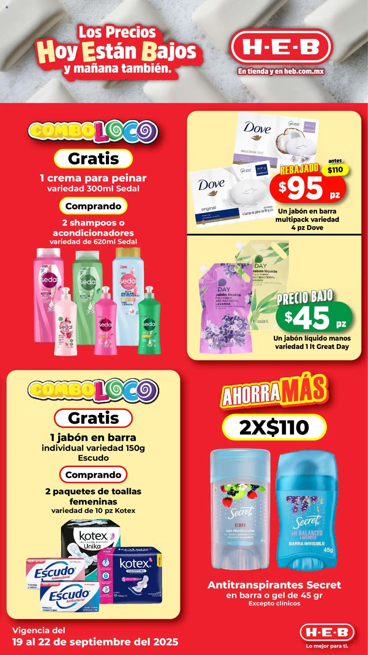 Nuevas ofertas de H-E-B válidas en toda la República Mexicana desde el 19.09.2025. ¡Encuentra las mejores ofertas en H-E-B - Folleto! | Página: 5 | Productos: Antitranspirante, Agua, Barra, Jabón