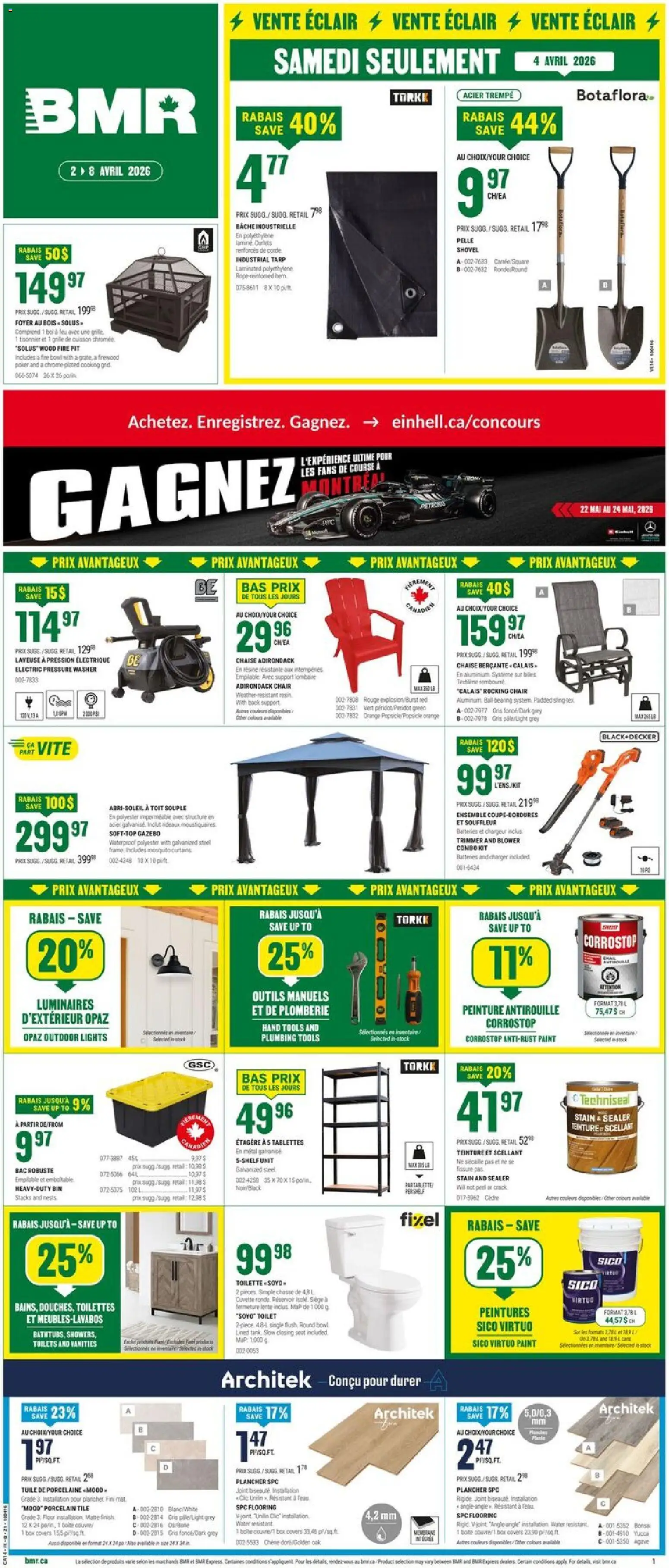 BMR flyer valid from 02.04.2026 | Page: 1 | Products: Shelf, Chair, Box, Toilette