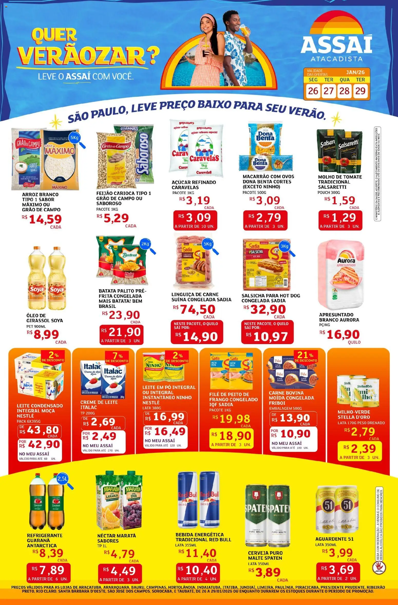 Assaí Atacadista Folheto - válido de 26.01.2026 | Página: 1 | Produtos: Leite, Ovos, Óleo, Frango