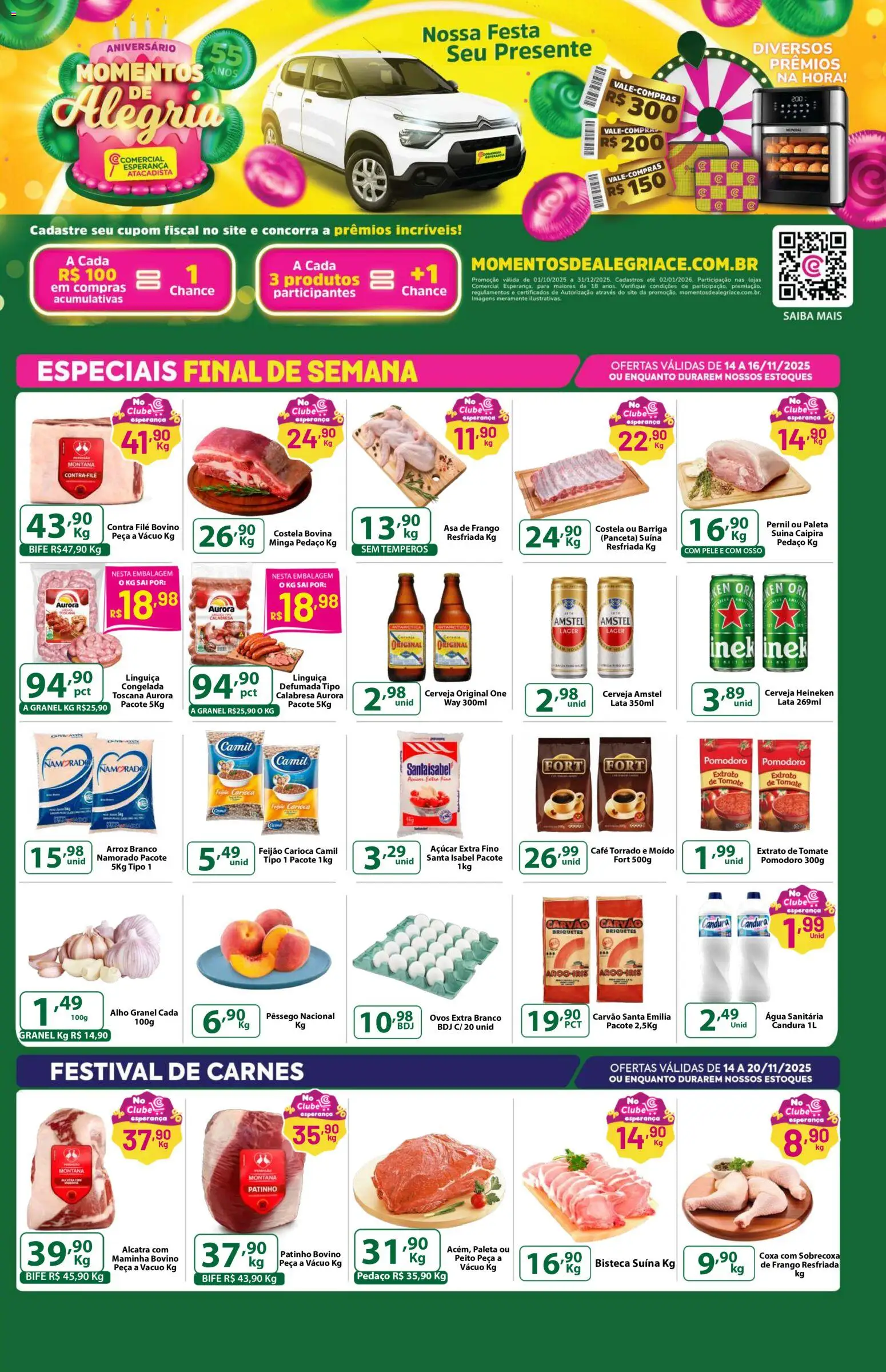 Comercial Esperança Folheto - válido de 14.11.2025 | Página: 1 | Produtos: Pêssego, Feijão, Pernil, Açúcar