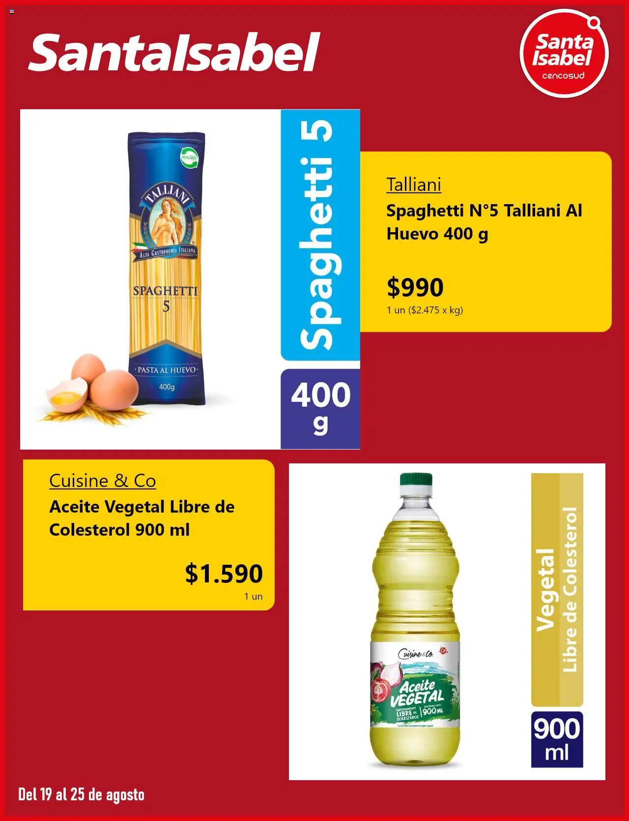 Santa Isabel ofertas  │ válido desde el 19.08.2025 | Página: 5 | Productos: Huevo, Aceite, Pasta
