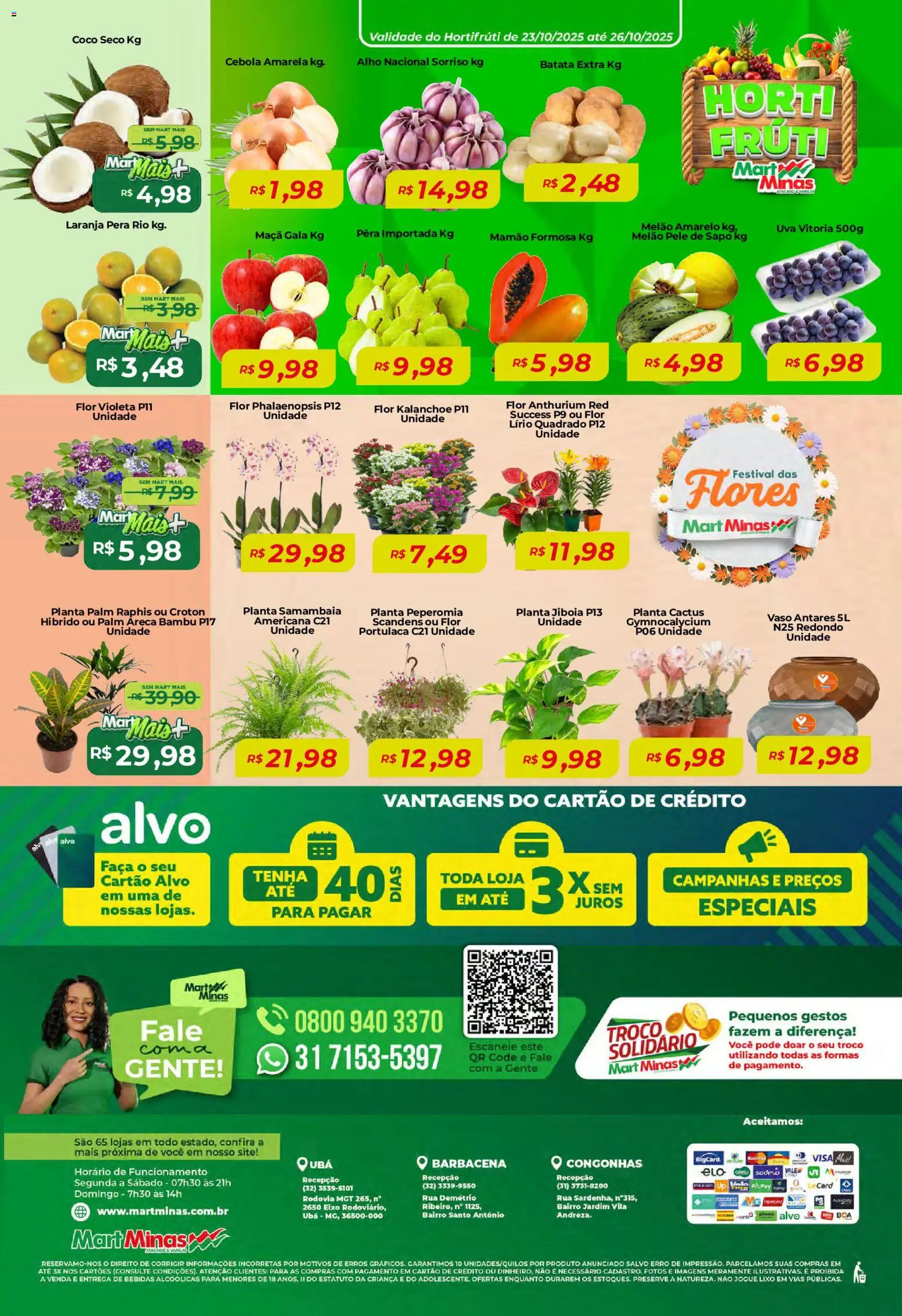 Mart Minas Folheto - válido de 23.10.2025 | Página: 8 | Produtos: Coco, Pera, Faca, Mamão