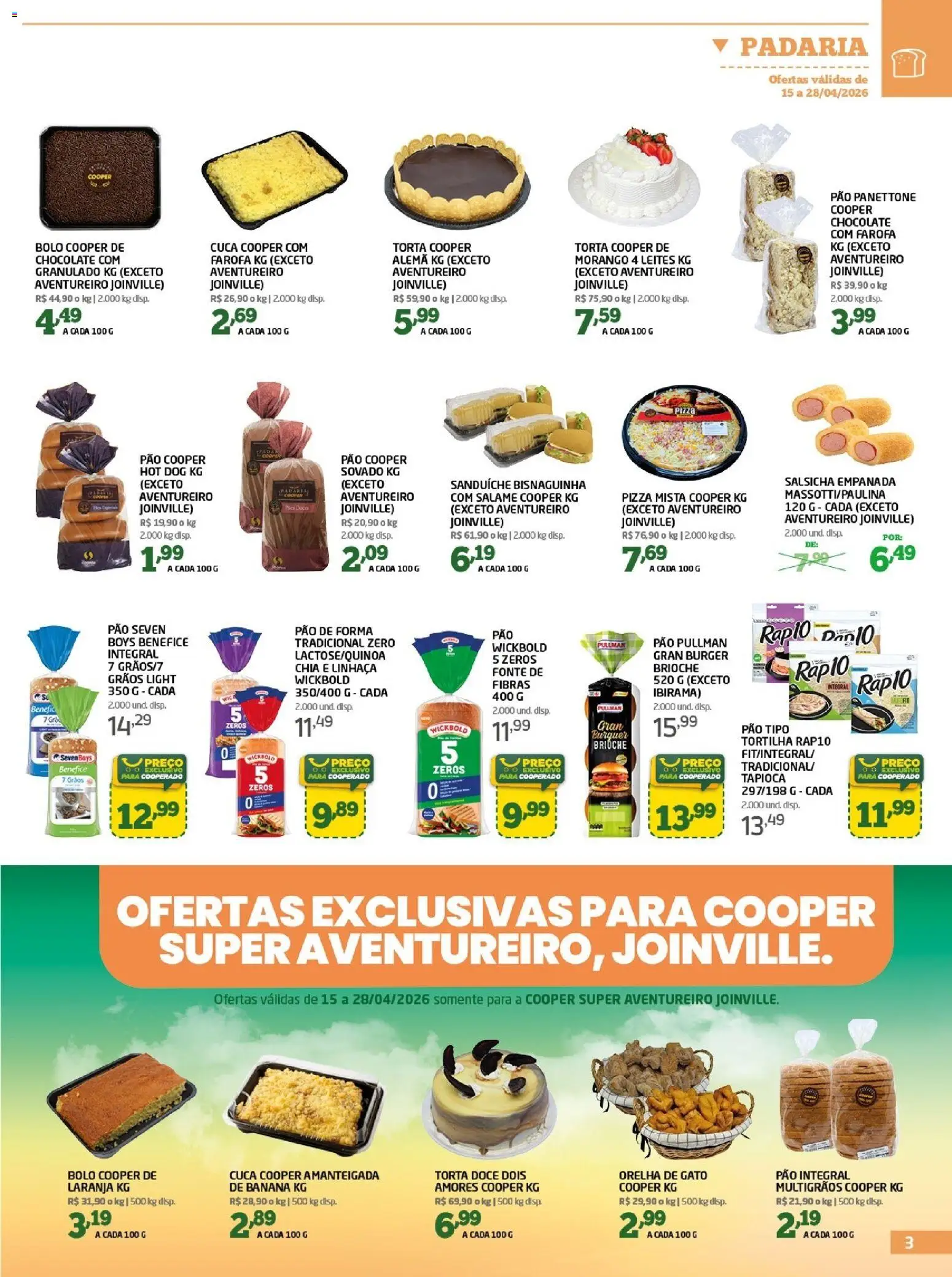 Cooper Folheto - válido de 15.04.2026 | Página: 3 | Produtos: Panettone, Chocolate, Pão de forma, Farofa
