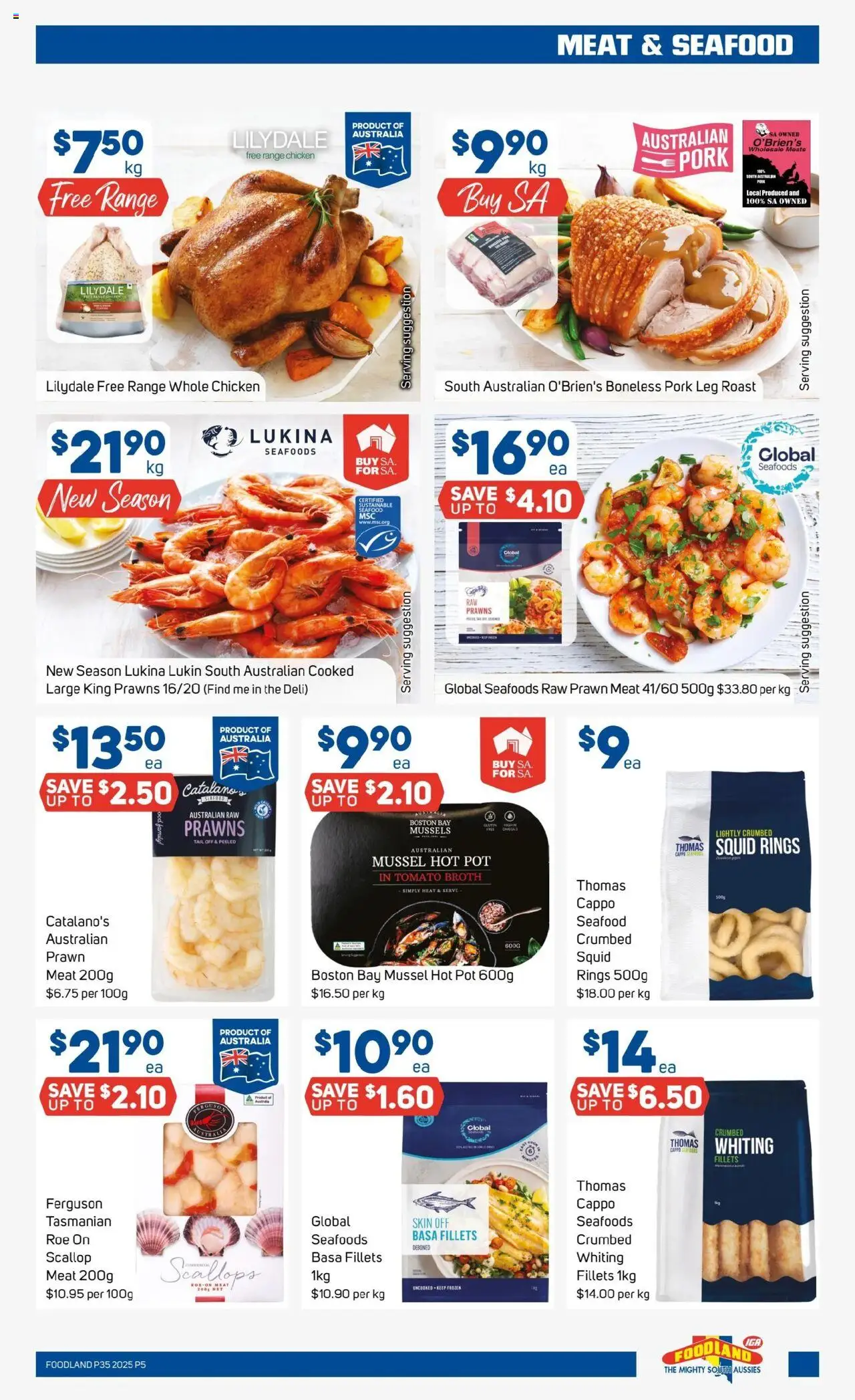 Foodland catalogue - valid from 27.08.2025 | Page: 5 | Products: Chicken, Meat, Sustainable, Seafood
