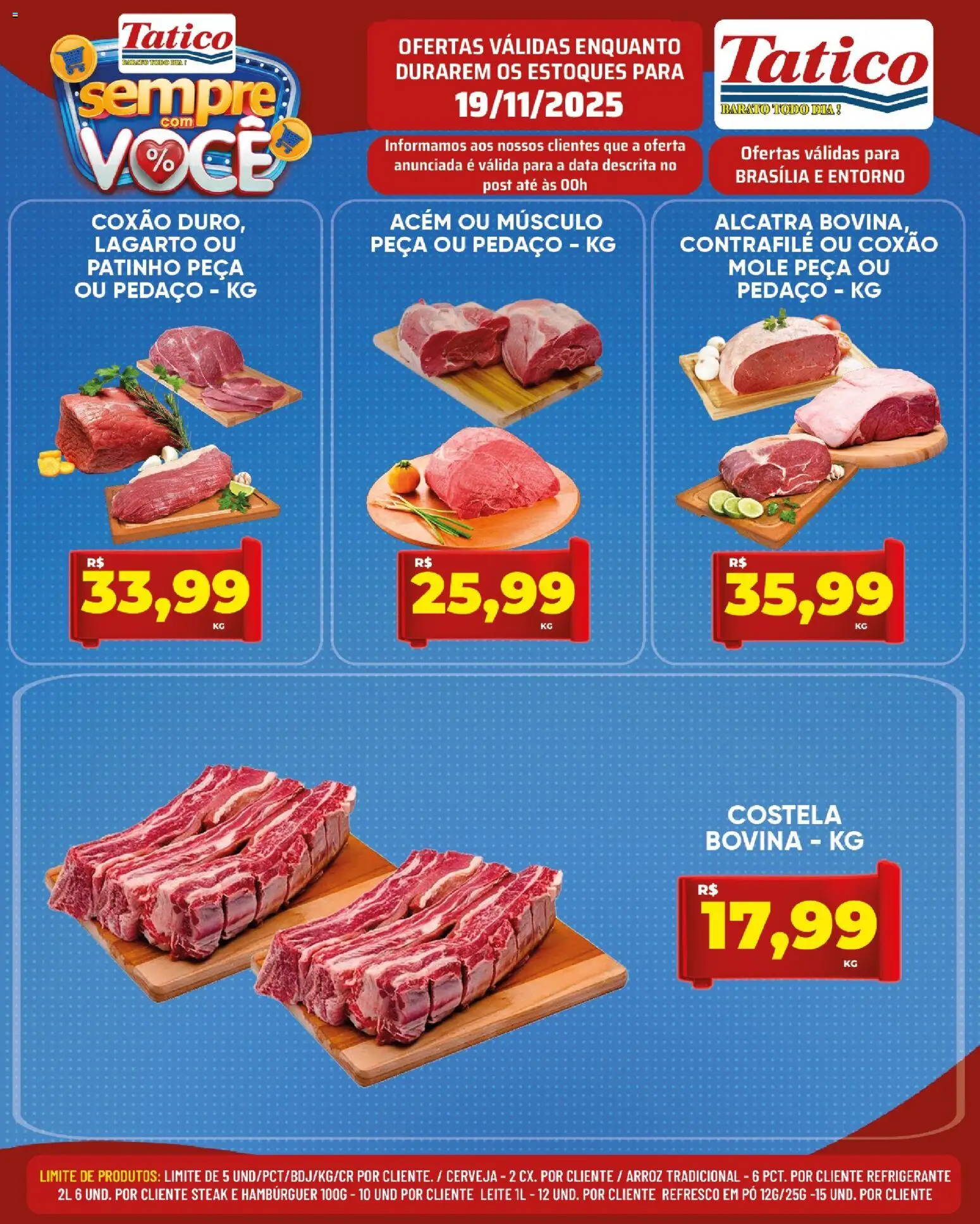 Tatico Folheto - válido de 19.11.2025 | Página: 10 | Produtos: Acém, Alcatra, Cerveja, Arroz