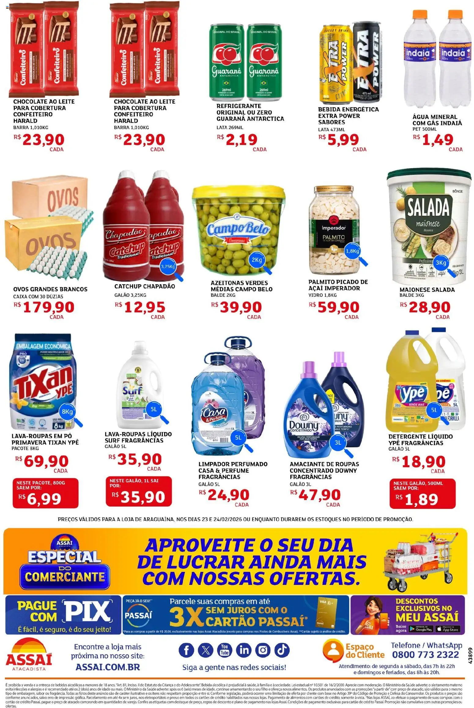 Assaí Atacadista Folheto - válido de 23.02.2026 | Página: 2 | Produtos: Base, Água mineral, Refrigerante, Telefone
