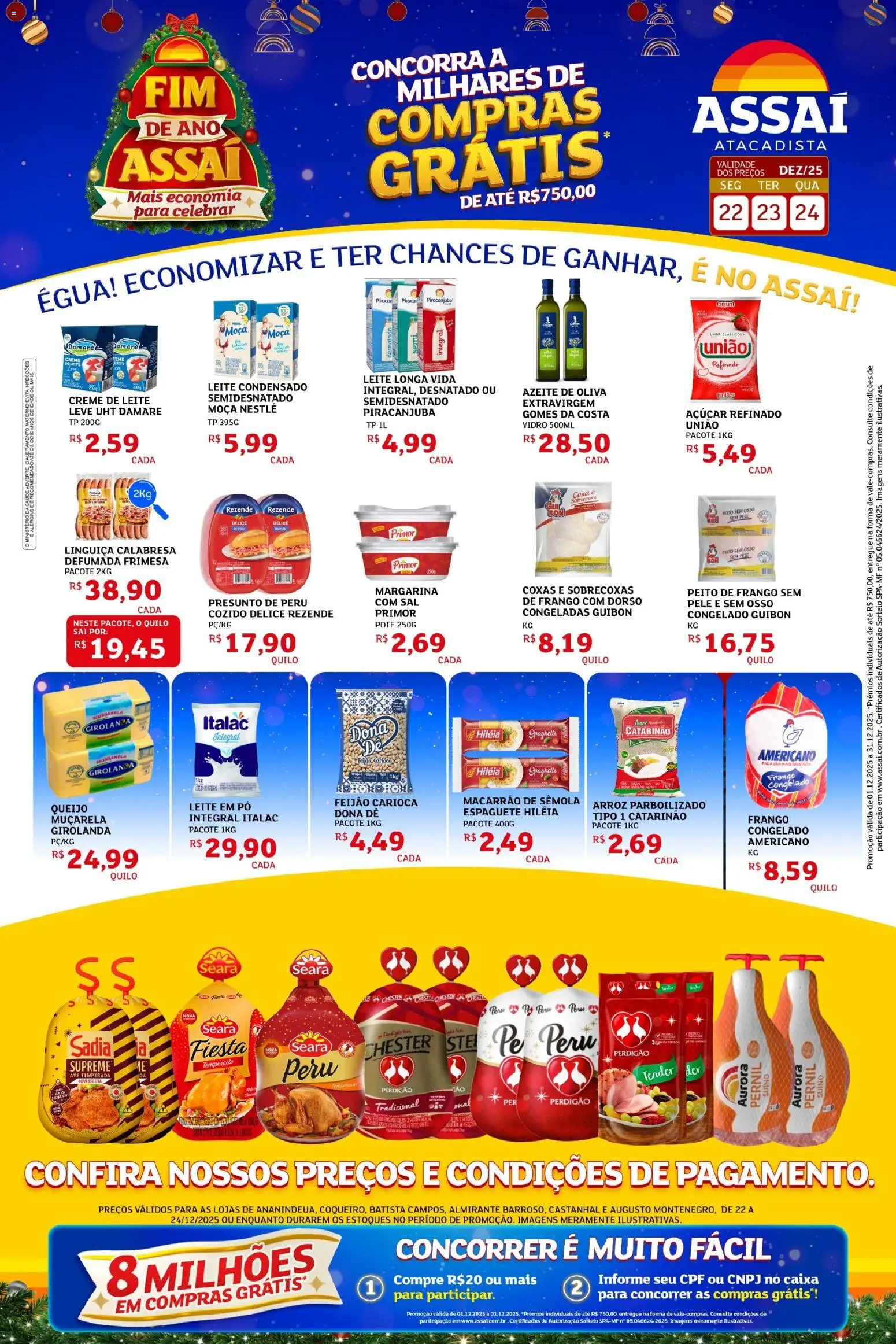 Assaí Atacadista Folheto - válido de 22.12.2025 | Página: 1 | Produtos: Espaguete, Caixa, Pernil, Gomes da costa