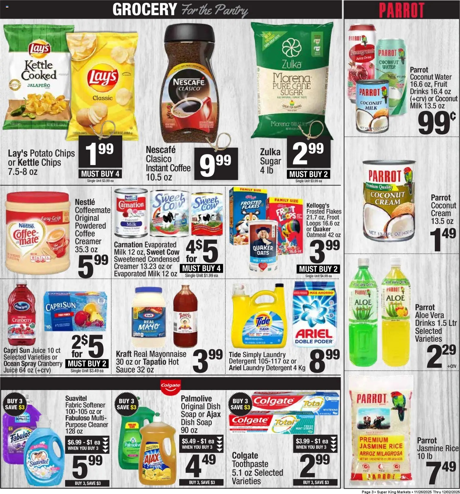 Super King Weekly Ad - valid from 26.11.2025 | Page: 3 | Products: Coffee, Toothpaste, Sauce, Kettle