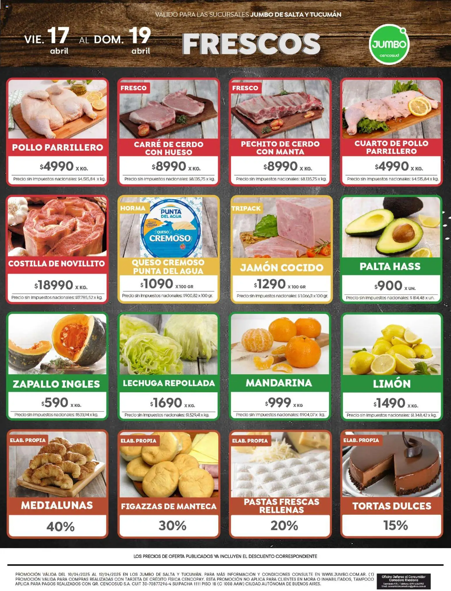 Jumbo - Ofertas | Salta & Tucumán │ válido desde el 17.04.2026 | Página: 8 | Productos: Jamón cocido, Limón, Queso, Jamón