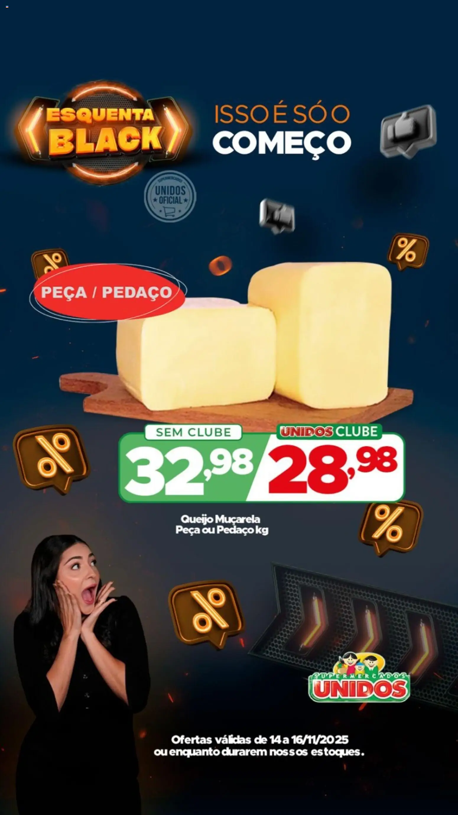 Supermercados Unidos Folheto - válido de 14.11.2025 | Página: 12 | Produtos: Queijo, Muçarela