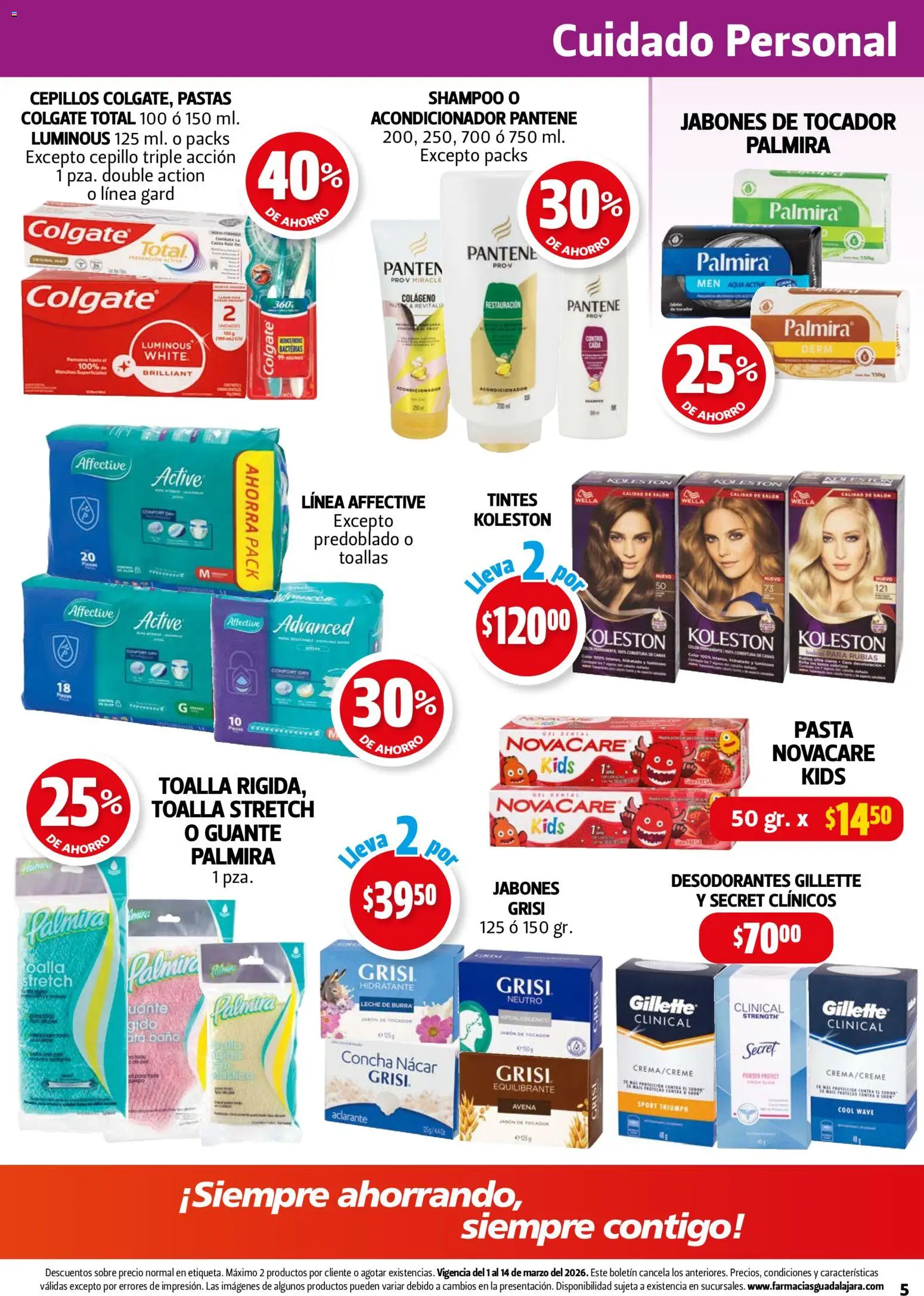 Nuevas ofertas de Farmacia Guadalajara válidas en toda la República Mexicana desde el 01.03.2026. ¡Encuentra las mejores ofertas en Farmacia Guadalajara catálogo! | Página: 5 | Productos: Avena, Pasta, Aclarante, Acondicionador