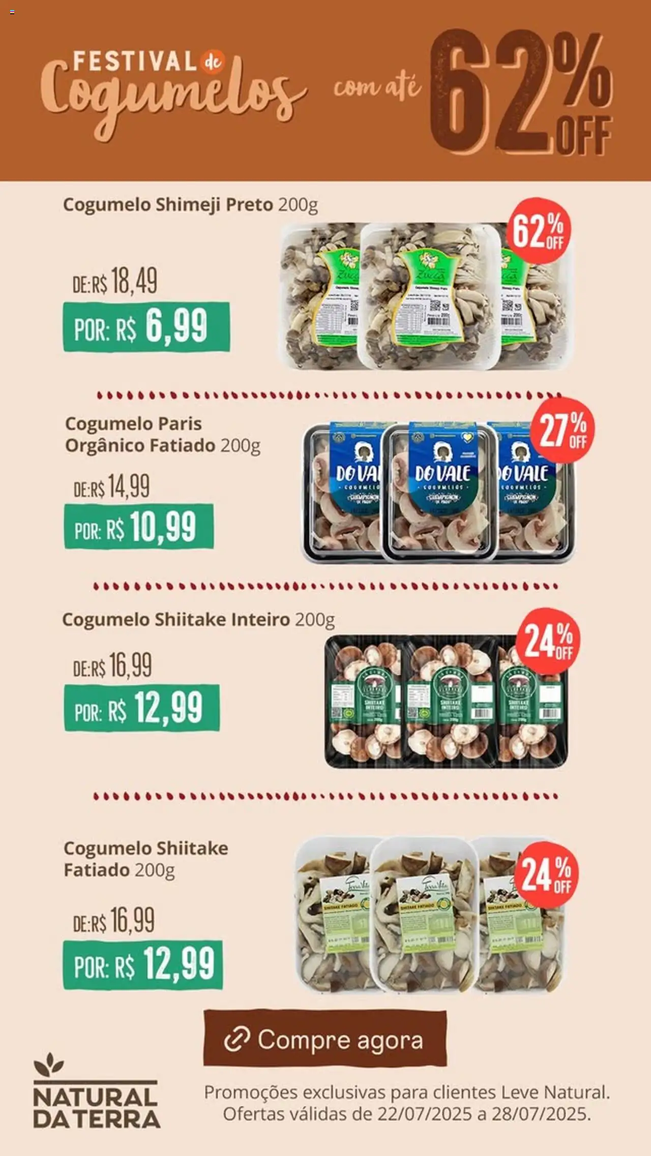 Natural da Terra Folheto - válido de 22.07.2025 | Página: 1 | Produtos: Cogumelo
