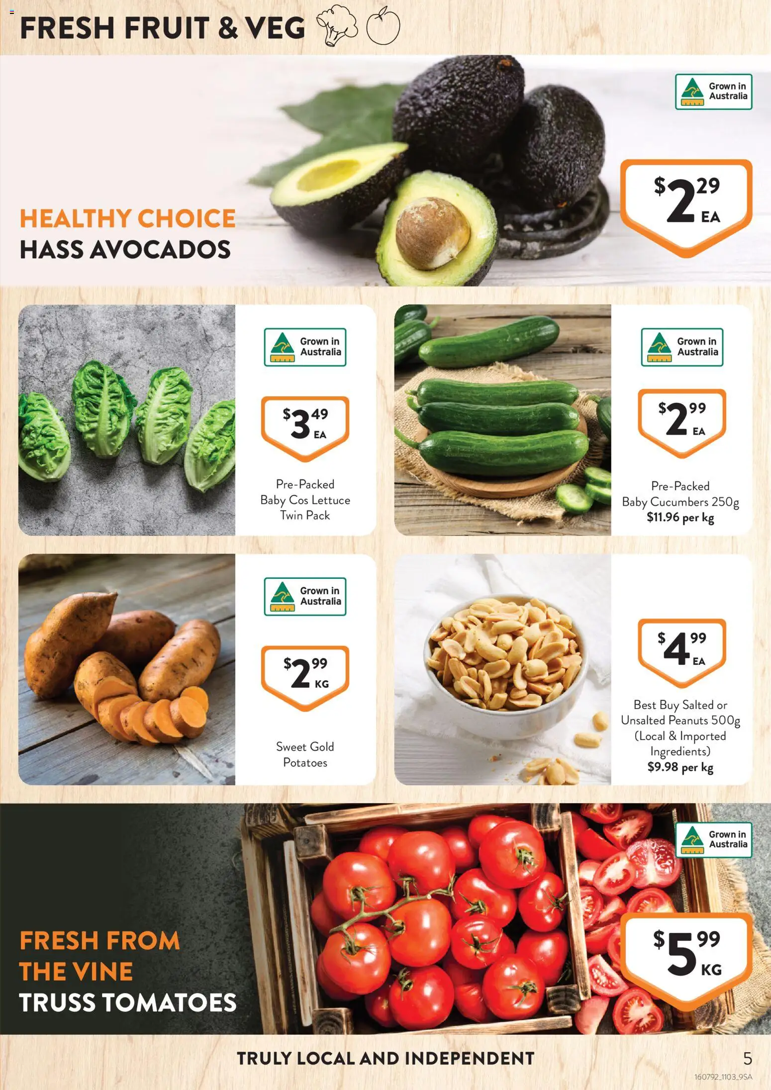 Foodworks catalogue - valid from 11.03.2026 | Page: 5 | Products: Lettuce, Peanuts, Cucumbers, Potatoes