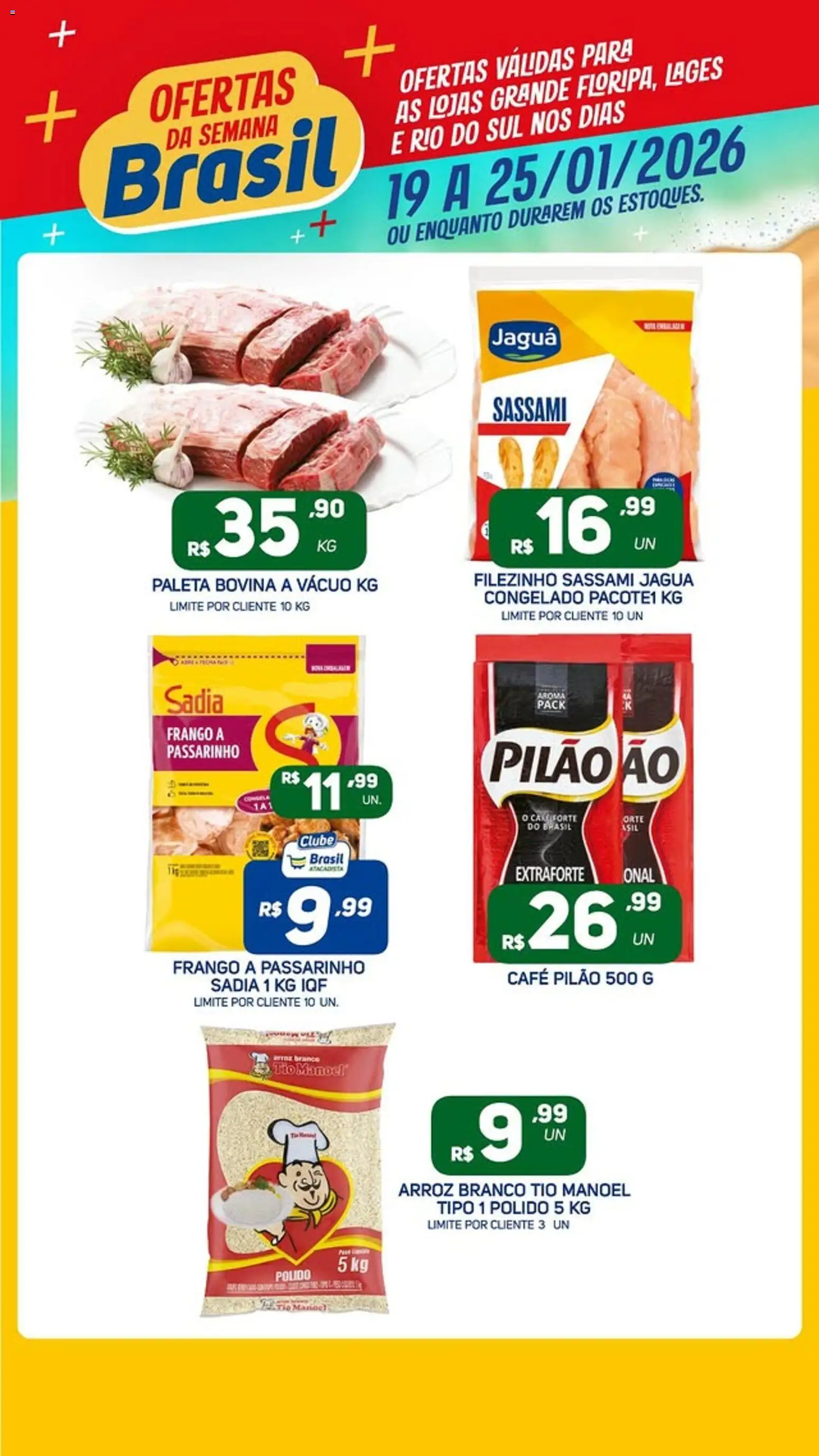 Brasil Atacadista Folheto - válido de 19.01.2026 | Página: 1 | Produtos: Café, Arroz, Café pilão, Frango