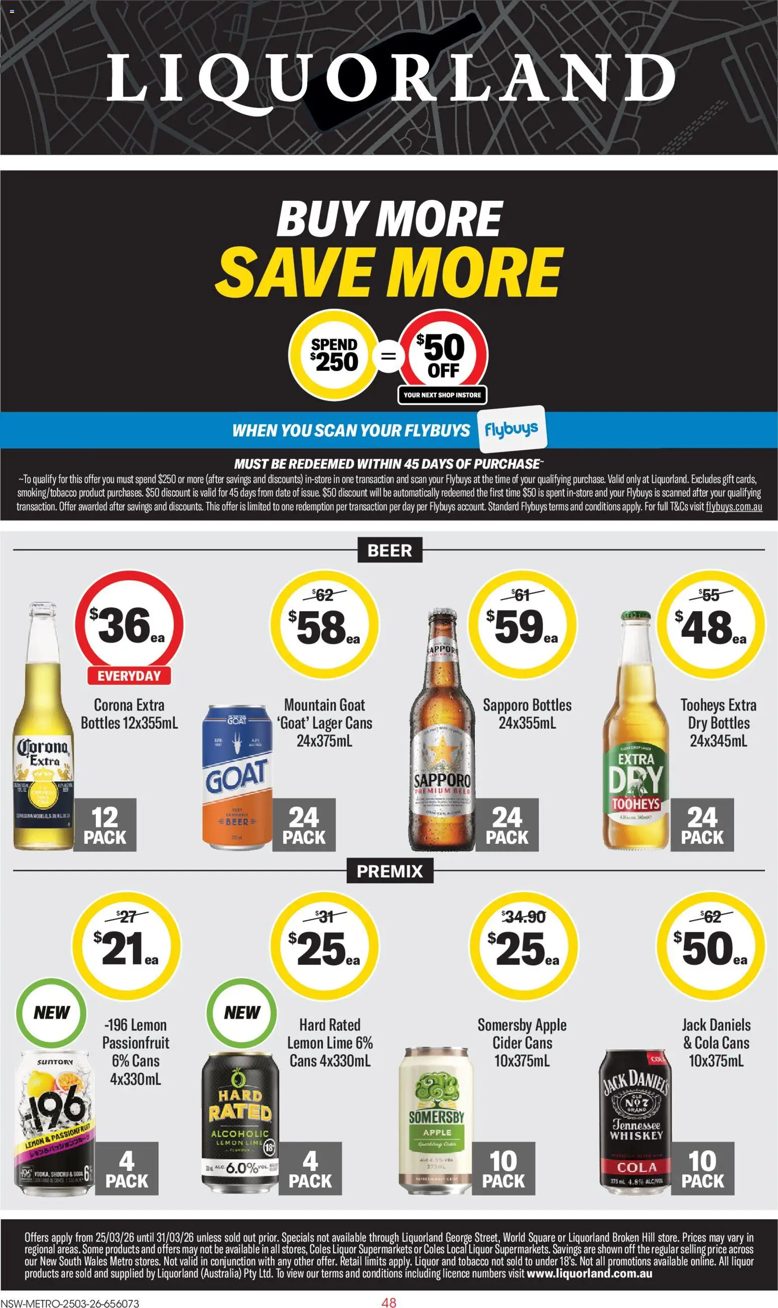 Coles catalogue - valid from 25.03.2026 | Page: 48 | Products: Beer, Whiskey, Lime, Date