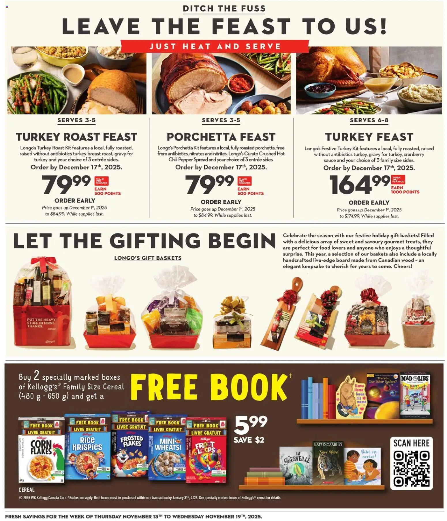 Longo's flyer valid from 13.11.2025 | Page: 15 | Products: Rice, Flakes, Turkey, Bread