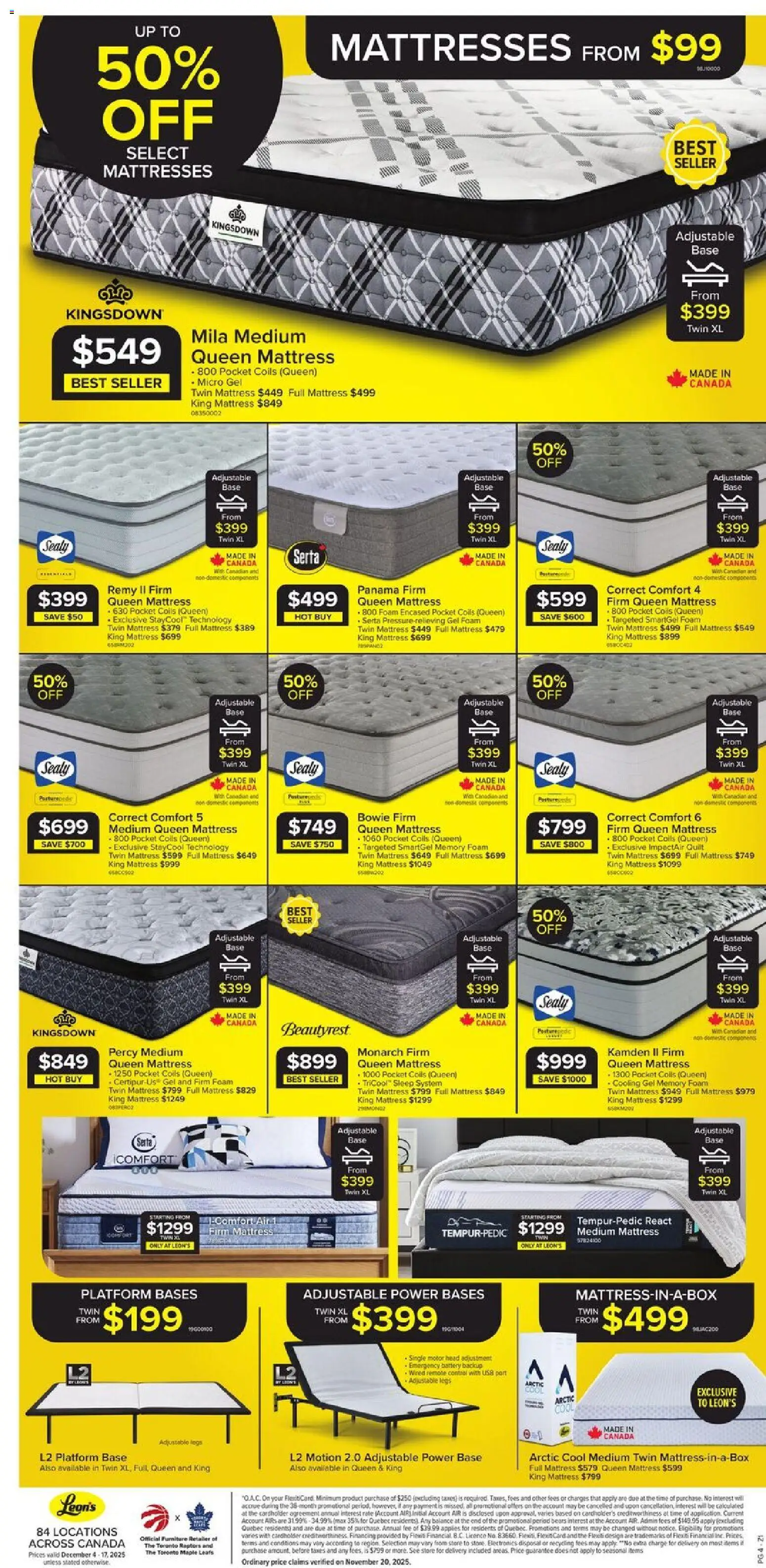 Leon's flyer valid from 04.12.2025 | Page: 4 | Products: Mattress, Battery, Apples