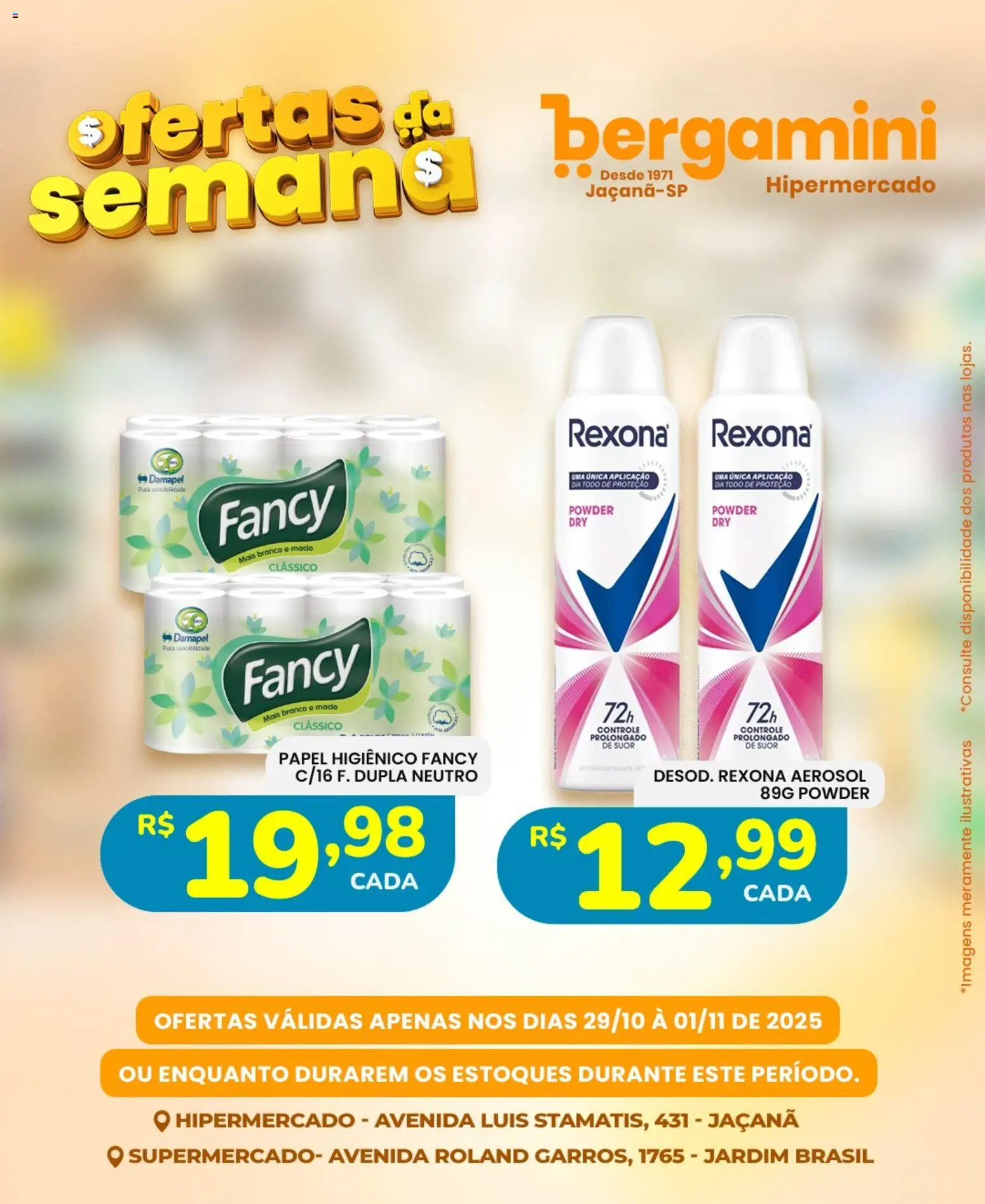 Supermercado Bergamini Folheto - válido de 29.10.2025 | Página: 7 | Produtos: Rexona, Papel higiênico