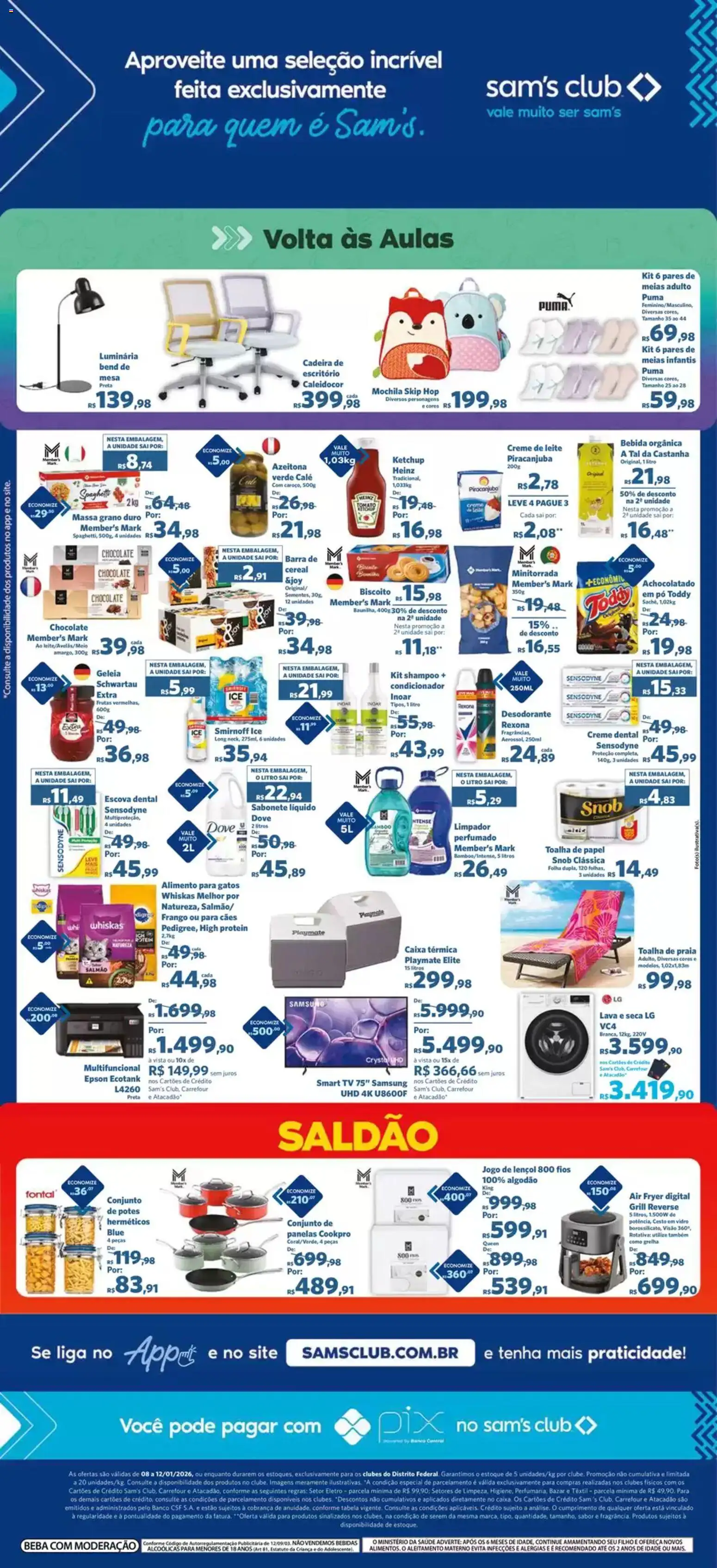 Sam's Club Folheto - válido de 08.01.2026 | Página: 2 | Produtos: Escova, Chocolate, Lençol, Creme