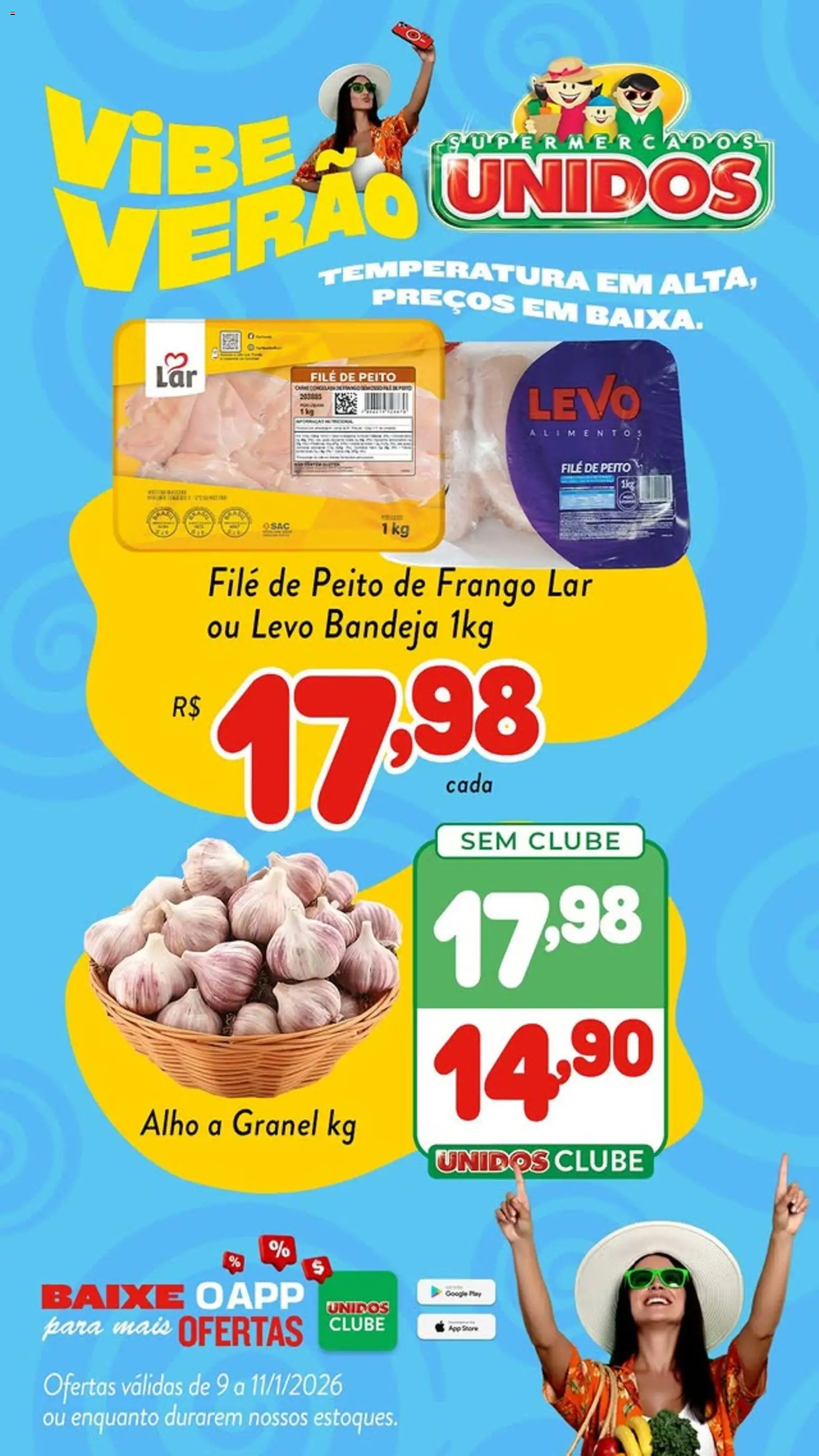 Supermercados Unidos Folheto - válido de 09.01.2026 | Página: 1 | Produtos: Alho, Bandeja, Frango, Peito de frango