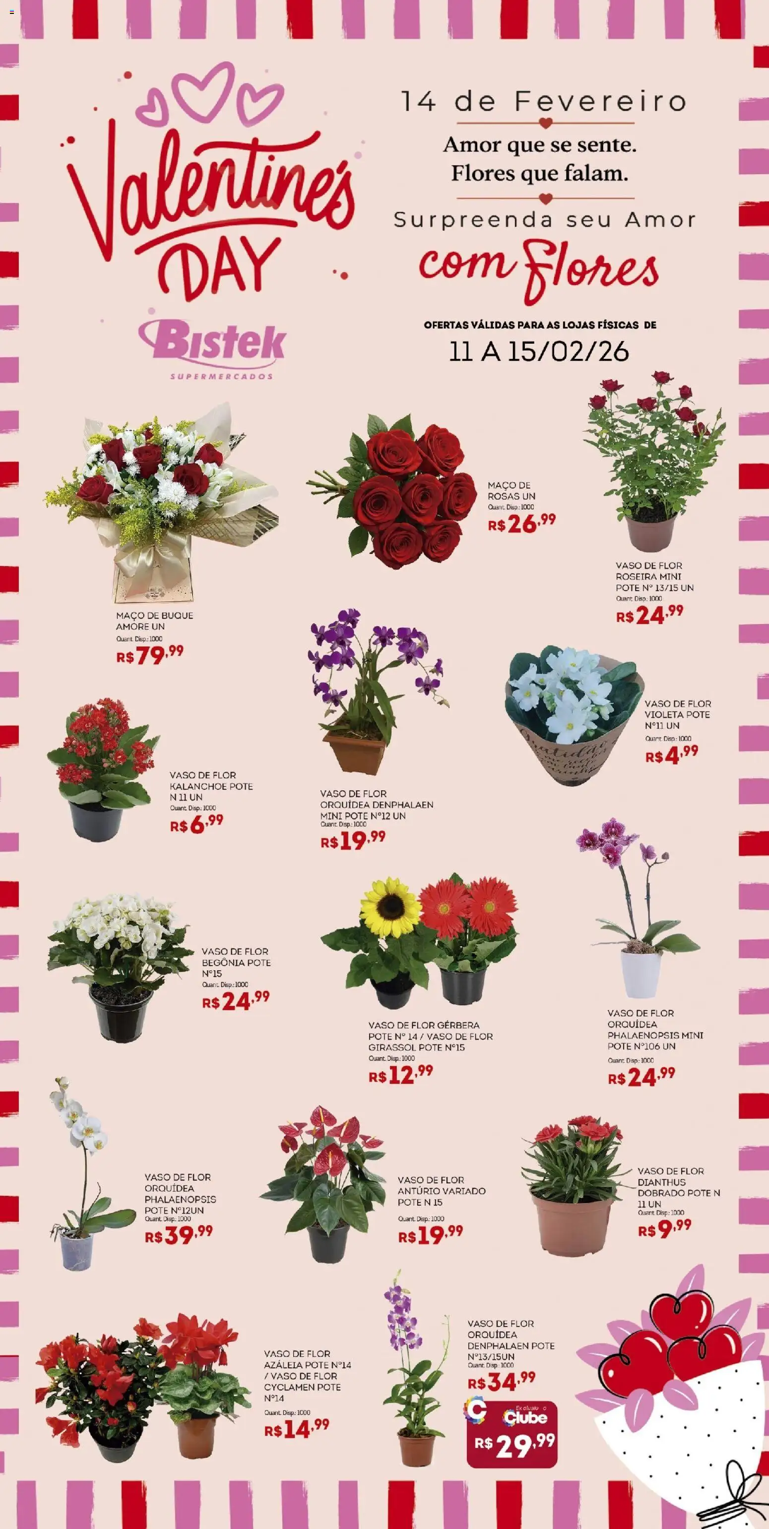 Bistek Supermercados Folheto - válido de 11.02.2026 | Página: 1 | Produtos: Denphalaen, Flores, Vaso