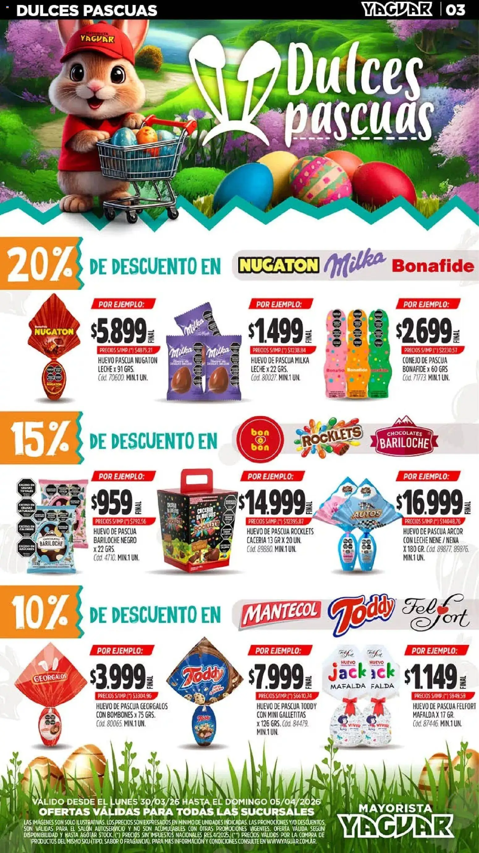 Yaguar - Oferta Semanal Misiones │ válido desde el 30.03.2026 | Página: 3 | Productos: Falda, Bombones, Huevo, Leche